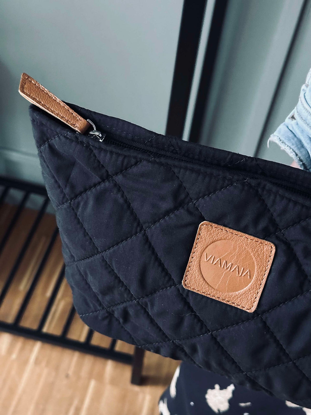 Toilettas / clutch – Zwart quilt