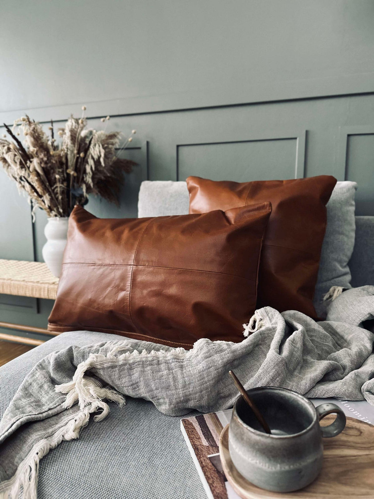 Kussenhoes Leer - Cognac 40x60