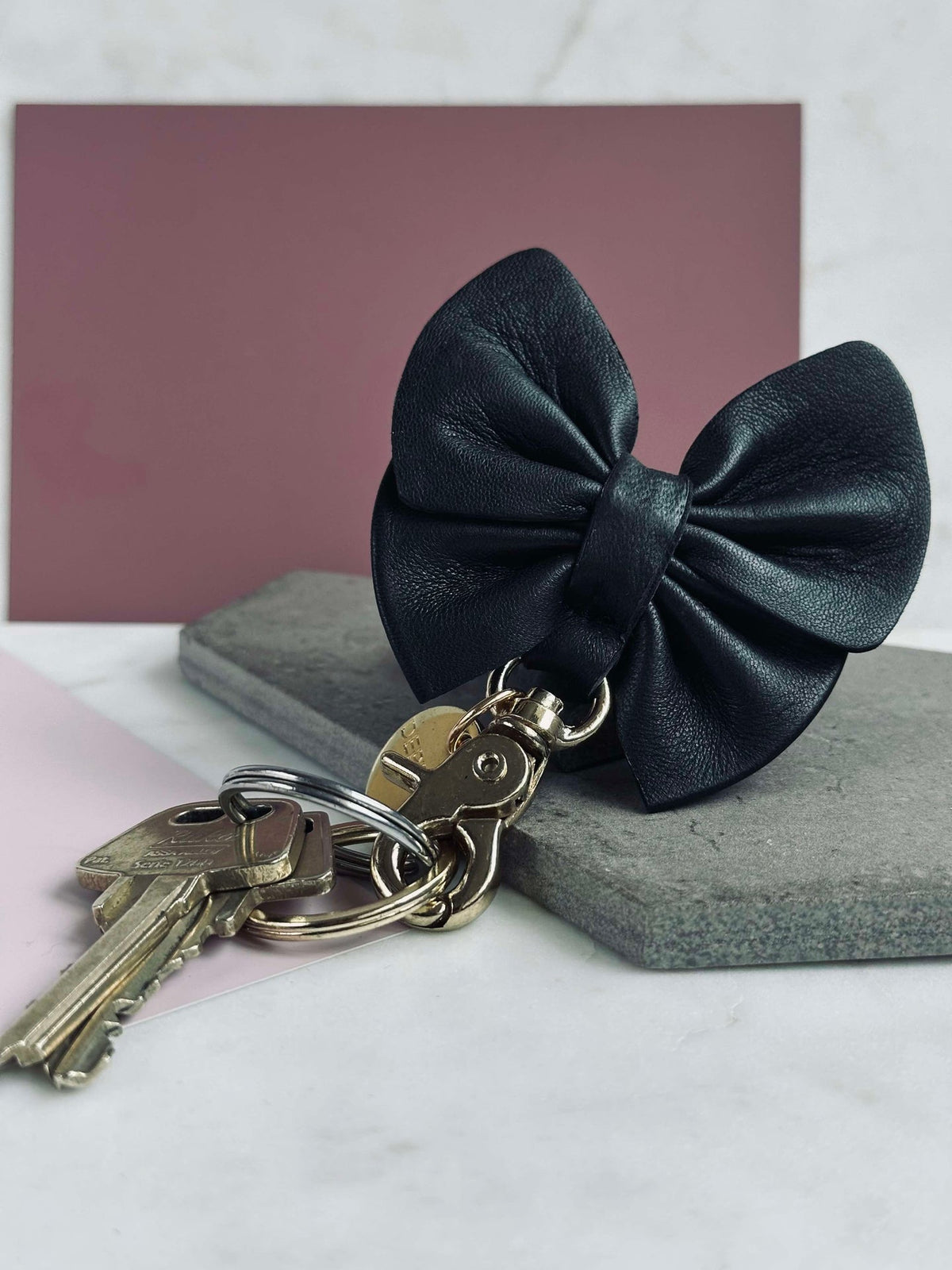 Sleutelhanger Strik - Black leather