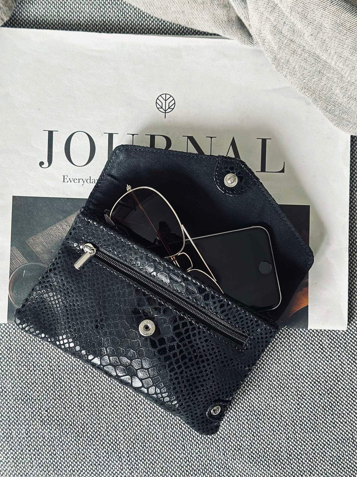 Portemonnee Aura Black Croco