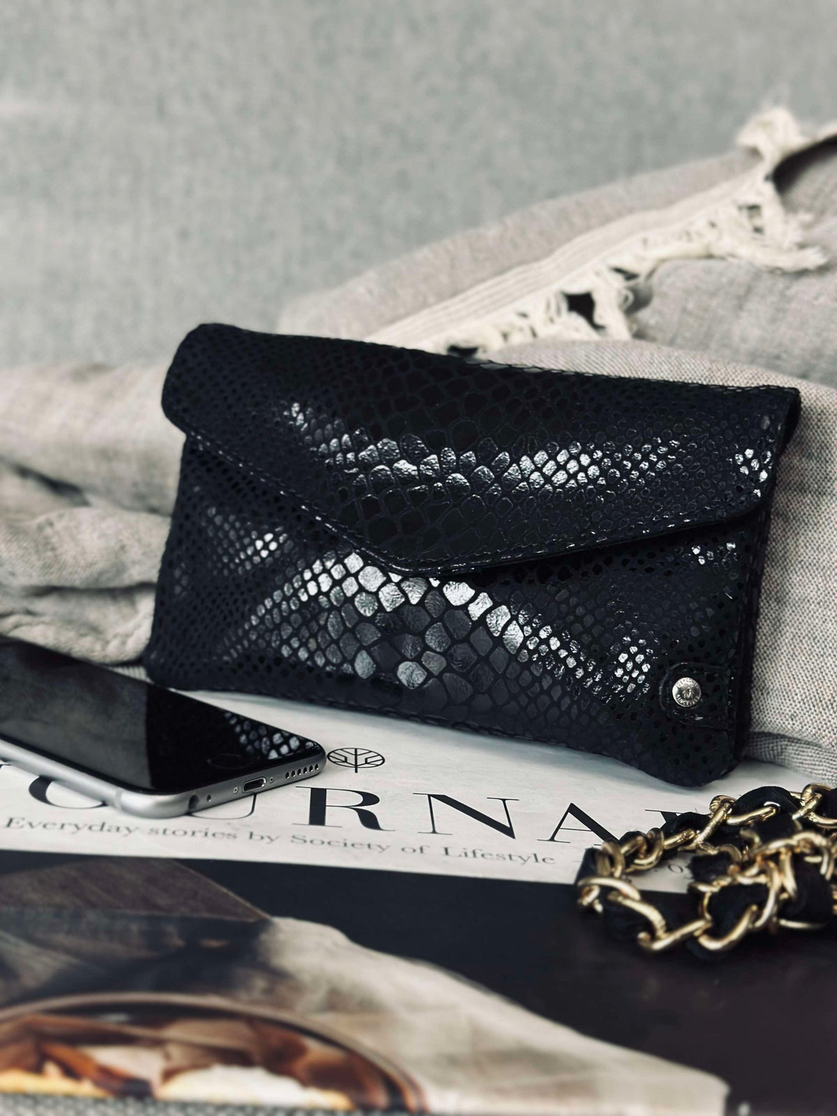Portemonnee Aura Black Croco