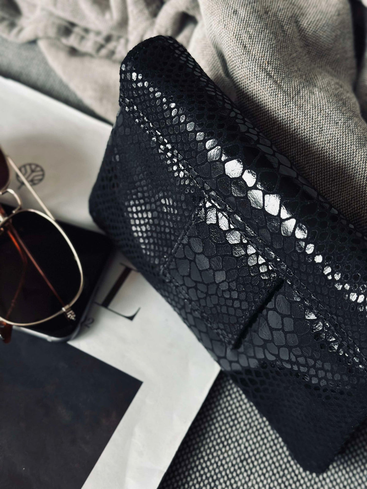Portemonnee Aura Black Croco