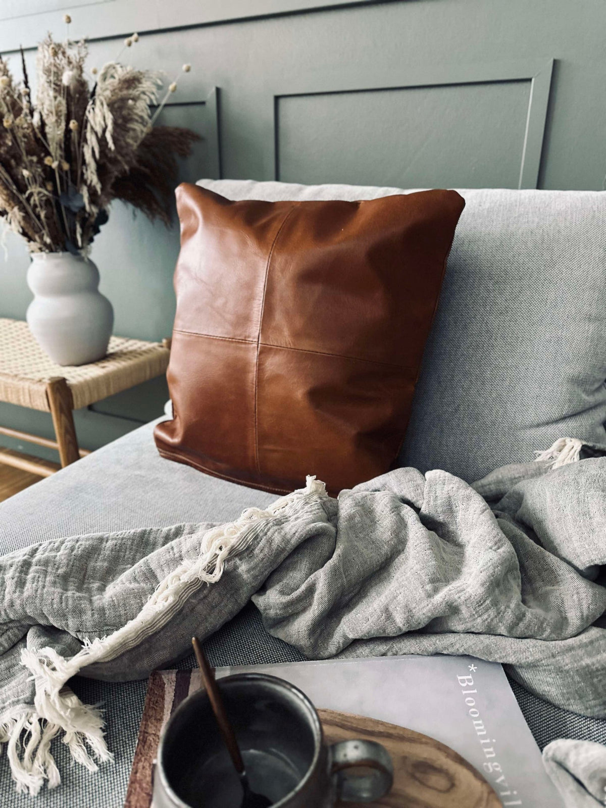 Kussensloop Leer - Cognac 45x45
