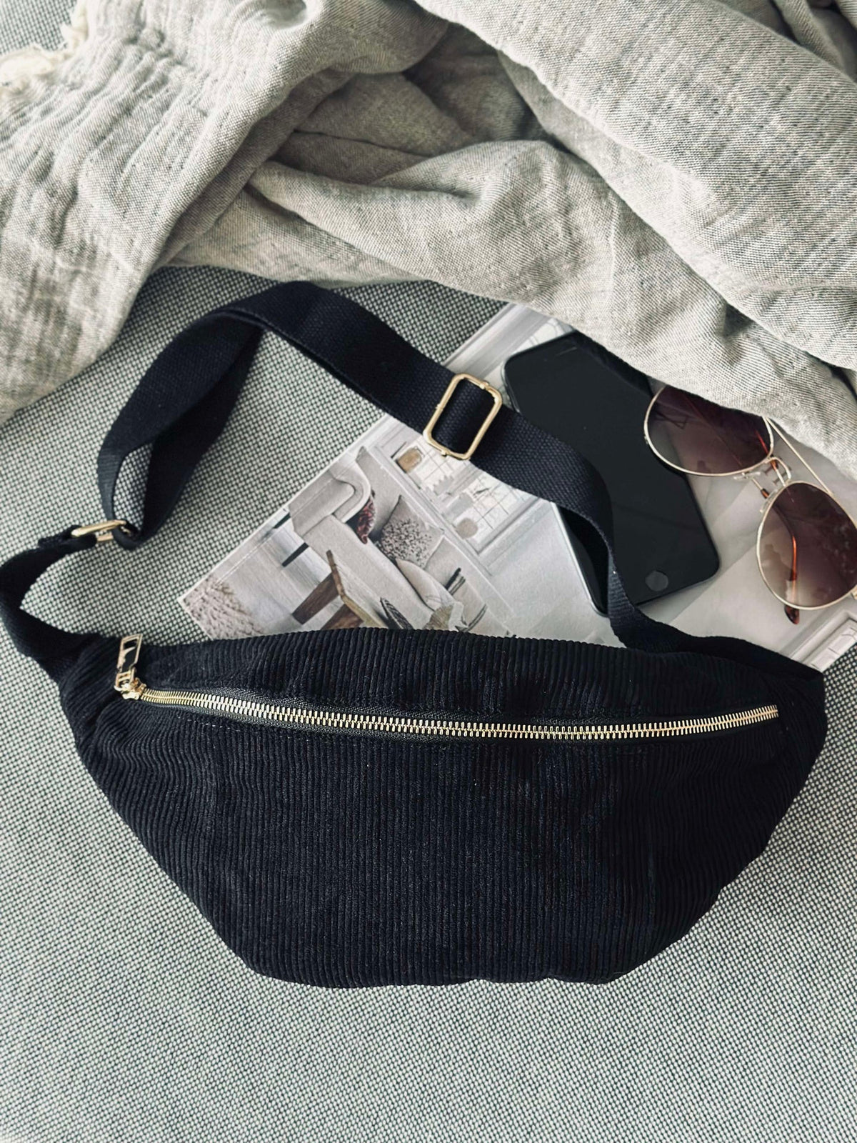 Bumbag - Zwarte corduroy
