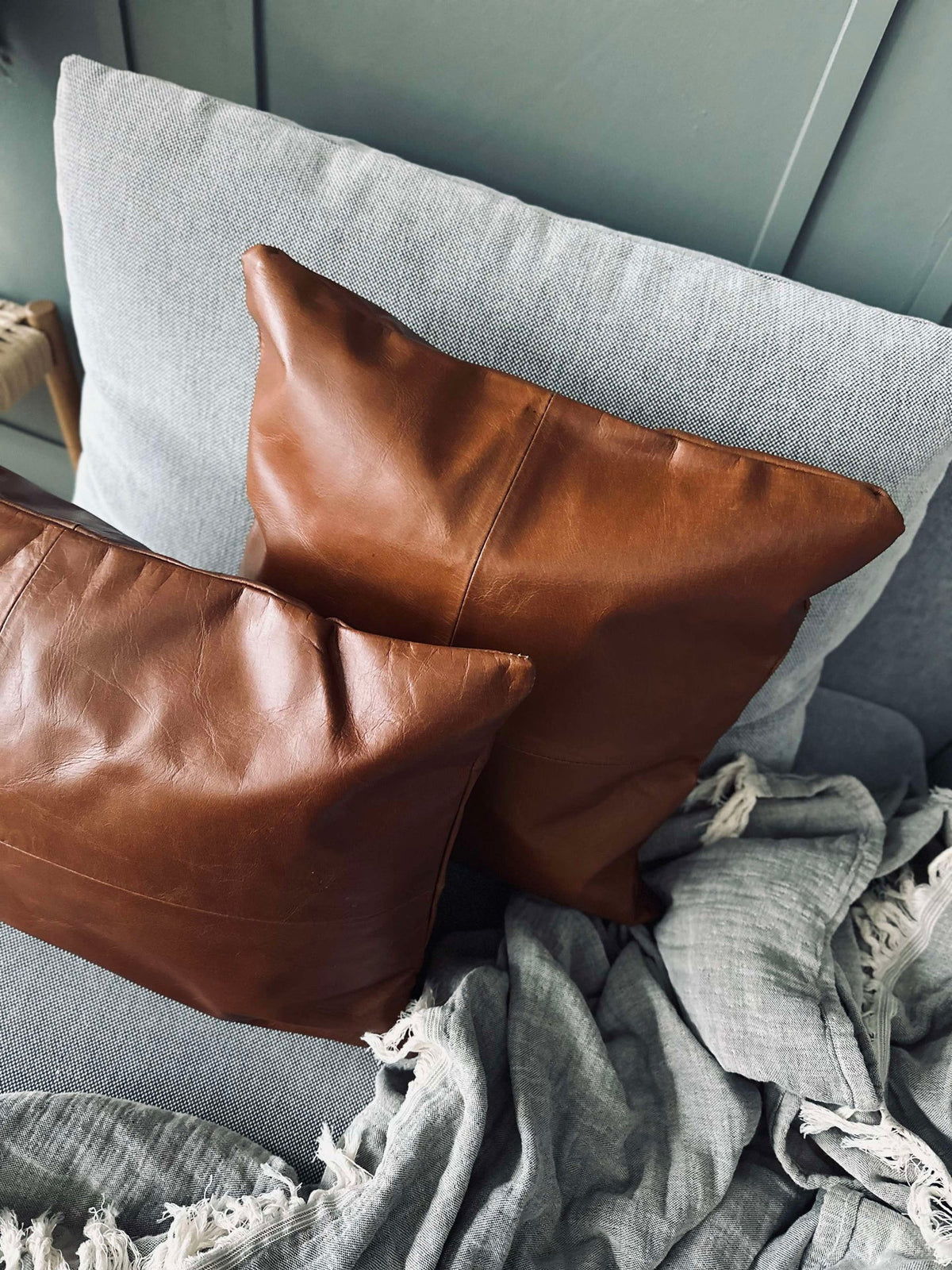 Kussensloop Leer - Cognac 45x45