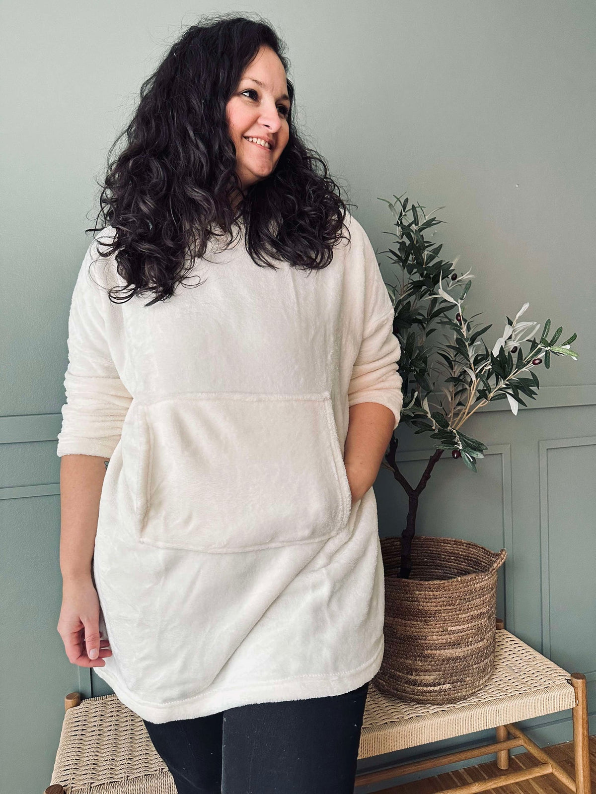 Hoodie Fleece White - Oversize