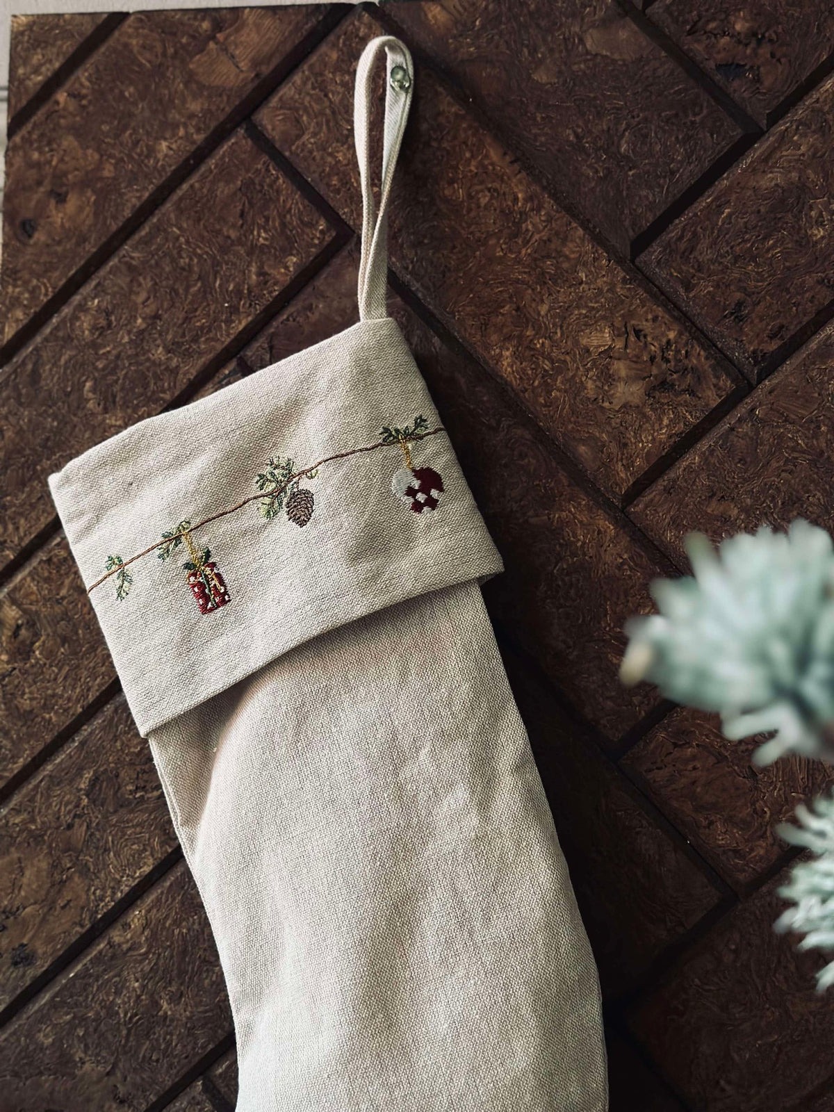 Kerstsok met borduurwerk - Nostalgie