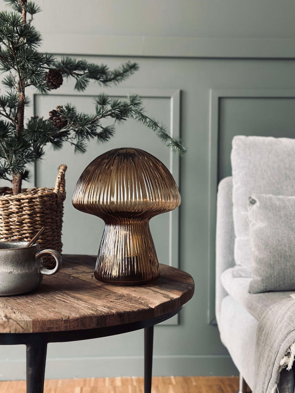 Mushroom met ribbels 25cm - Goud