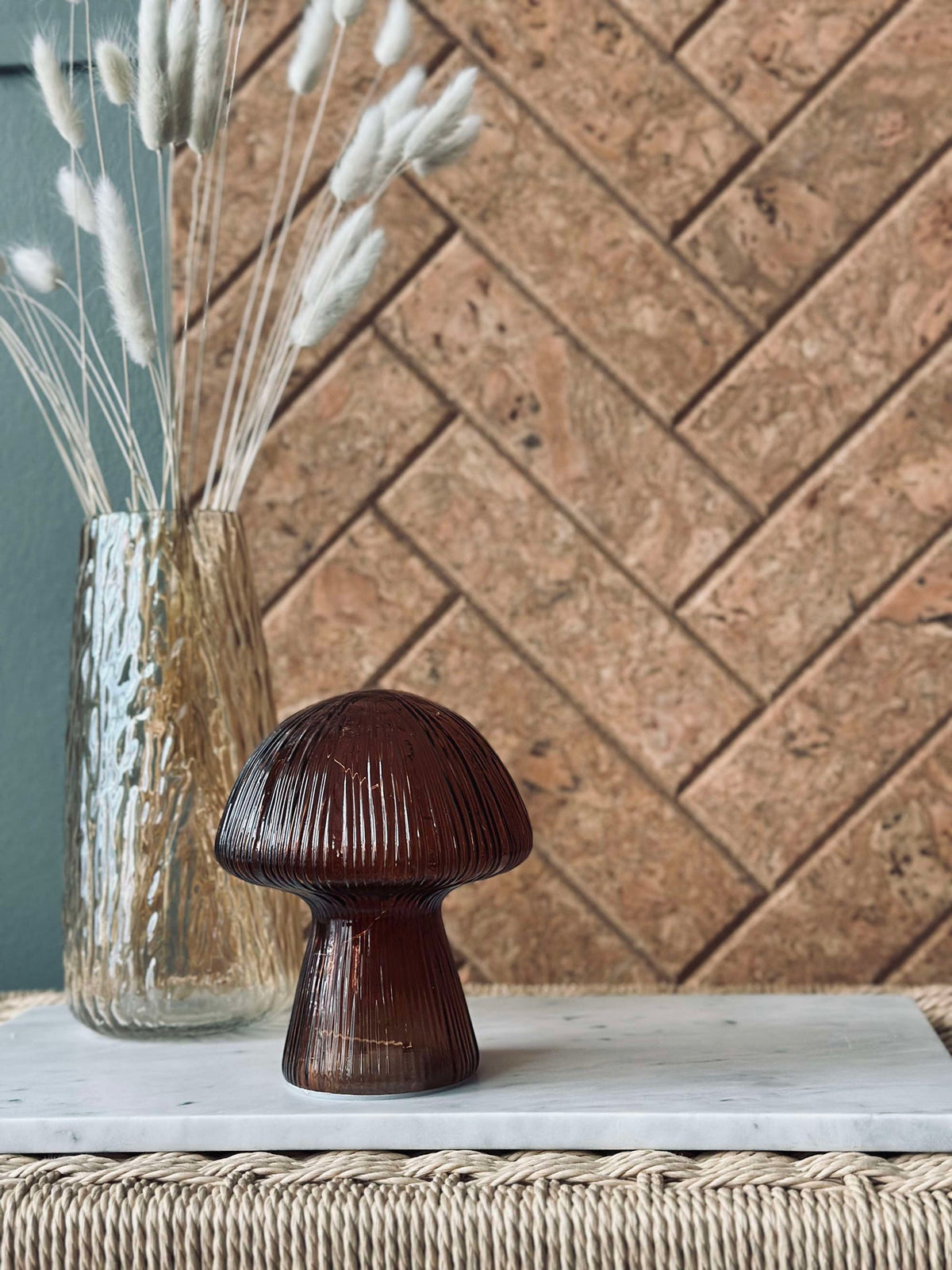 Mushroom met ribbels 15 cm - Bruin