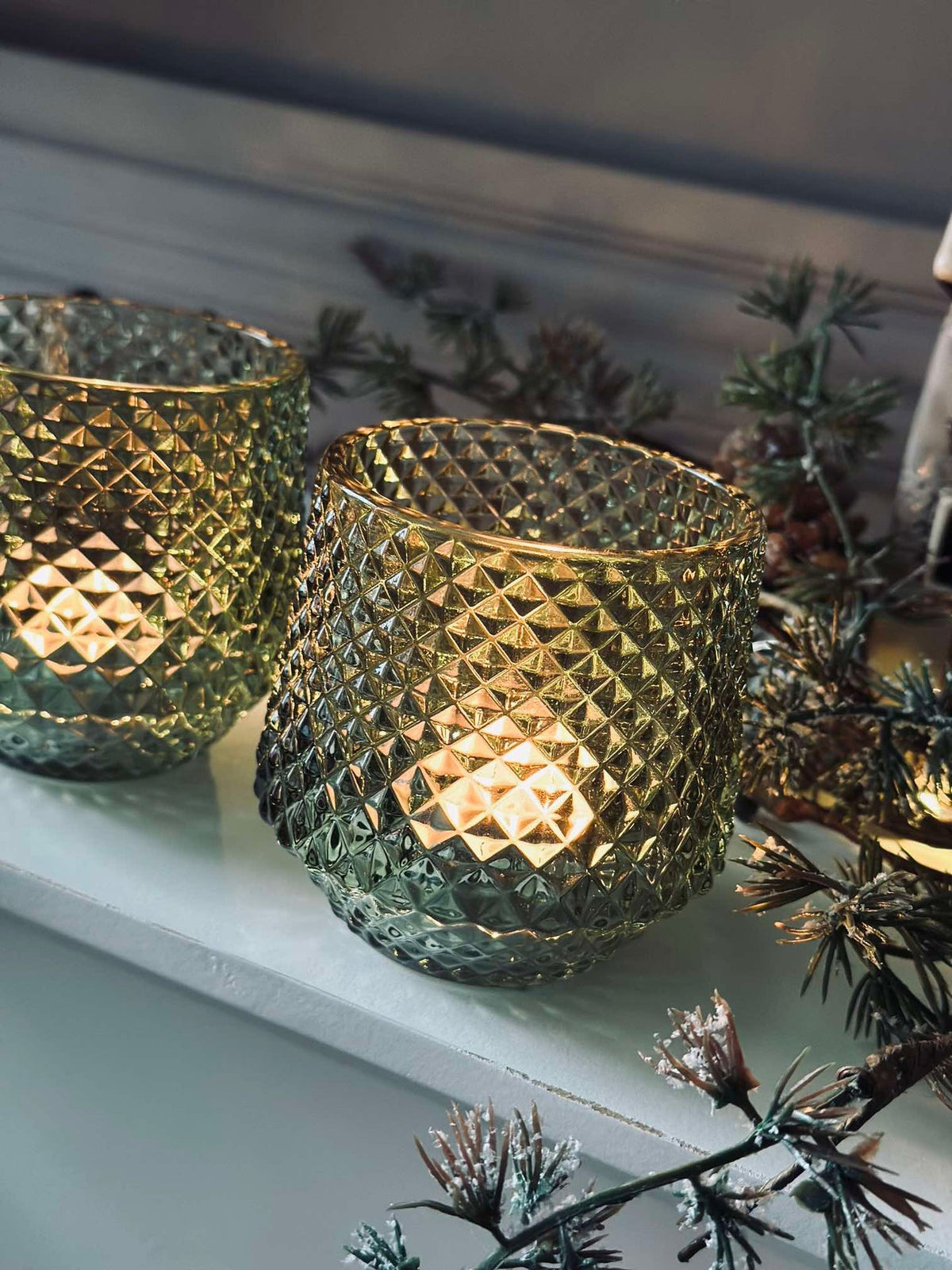 Glazen kandelaars Groen - Set van 3 stuks