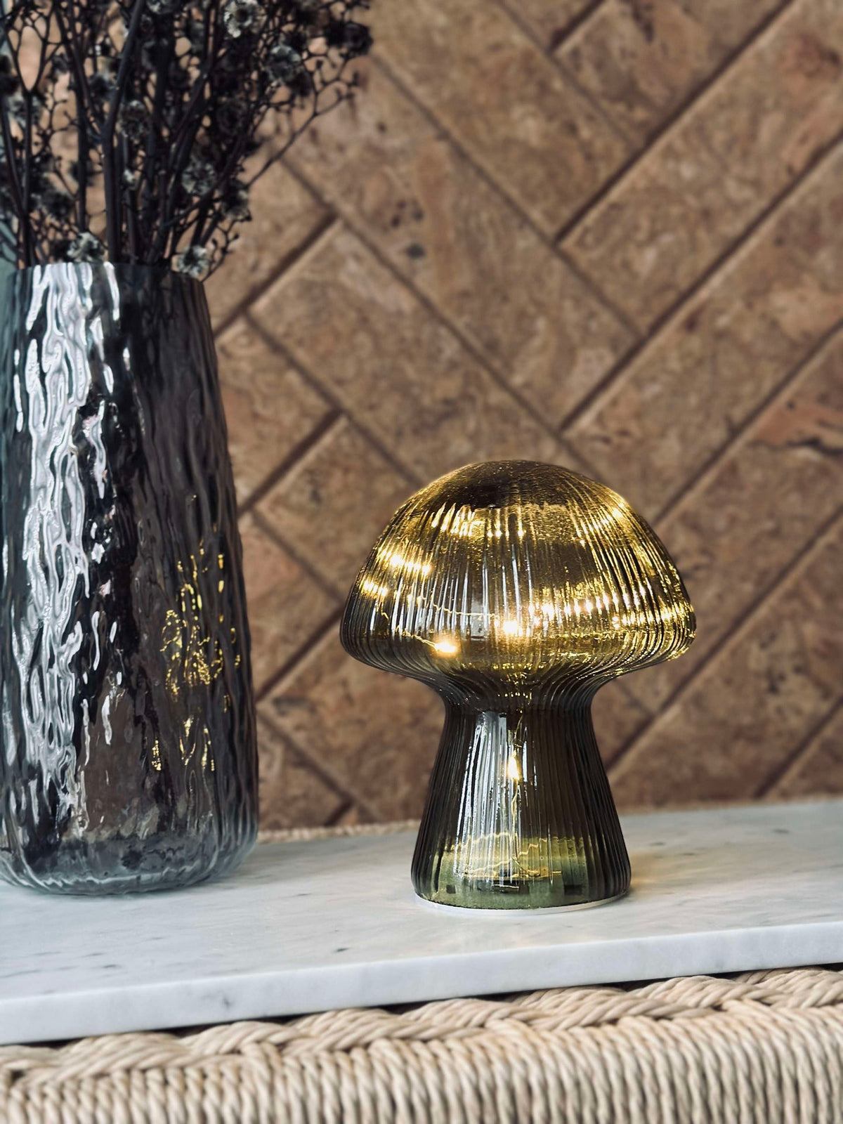 Mushroom met ribbels 15cm - Groen