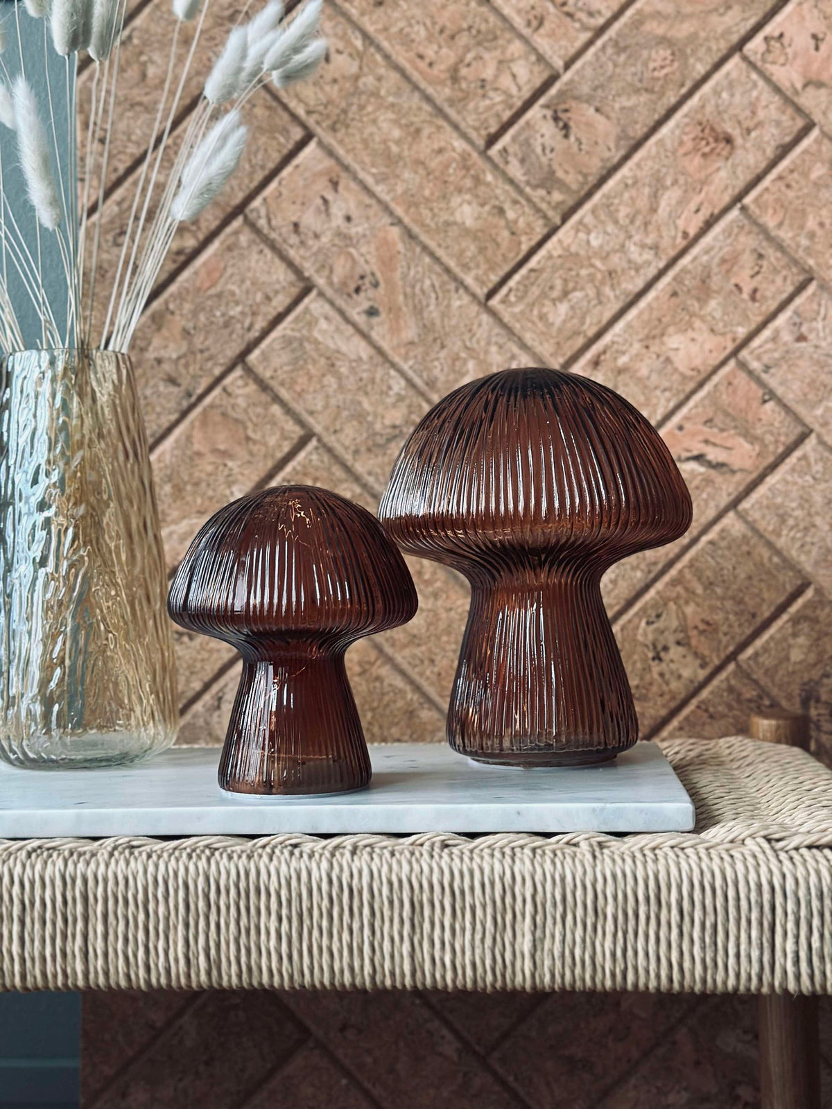 Mushroom met ribbels 15 cm - Bruin