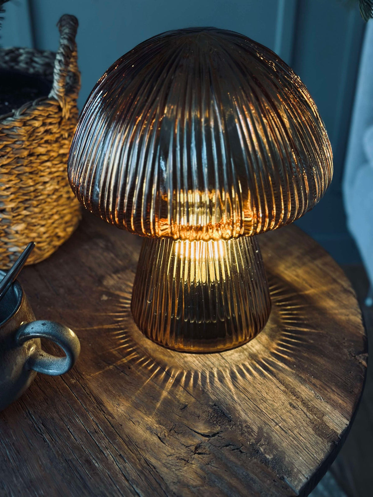 Mushroom met ribbels 25cm - Goud