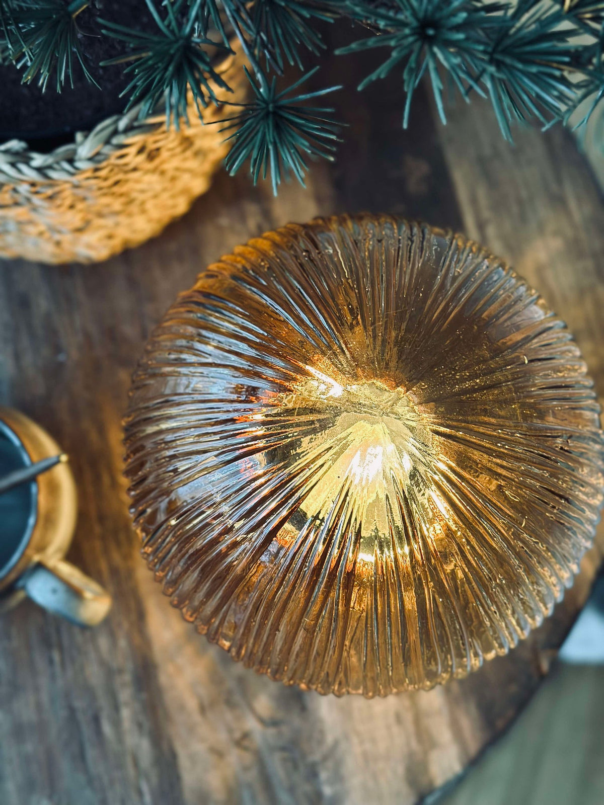 Mushroom met ribbels 25cm - Goud