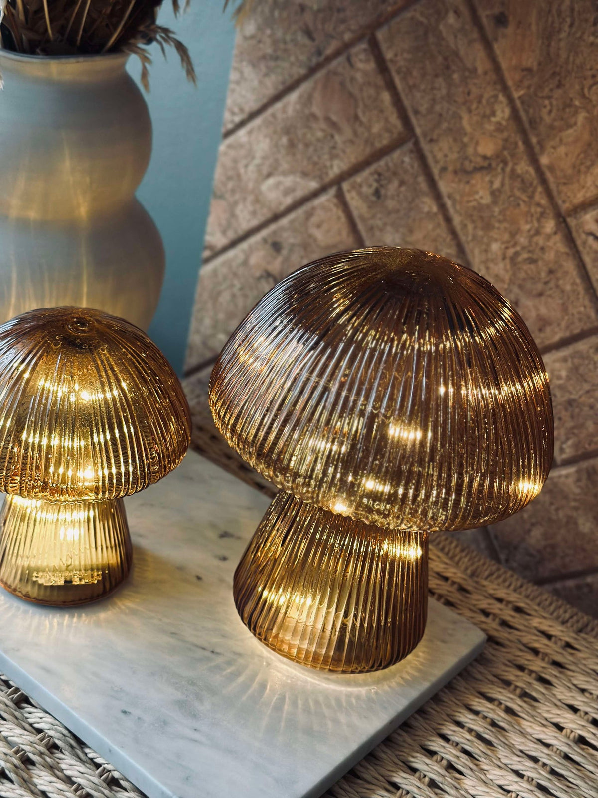Mushroom met ribbels 15cm - Goud