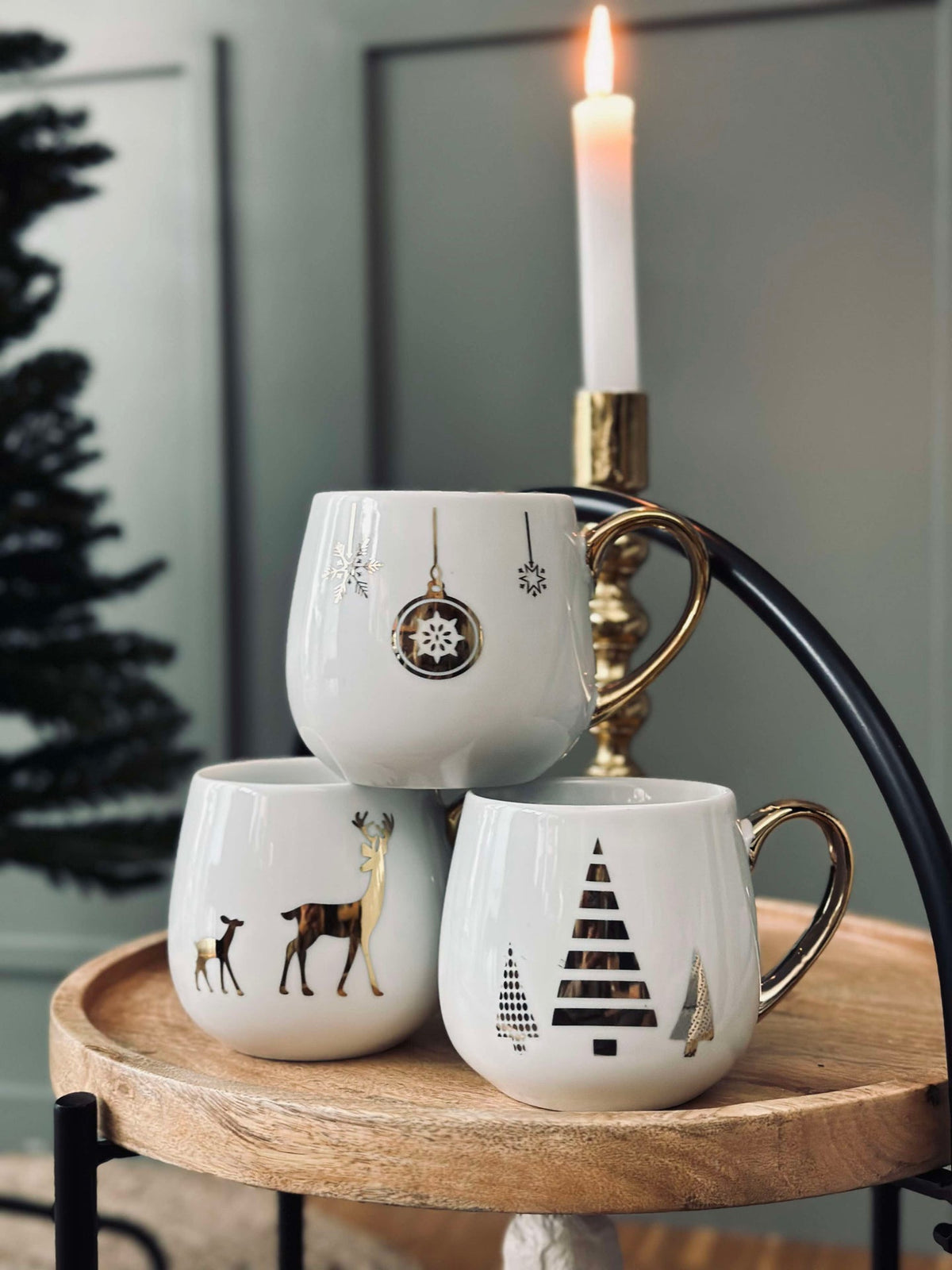 Kerstkop met gouden motief