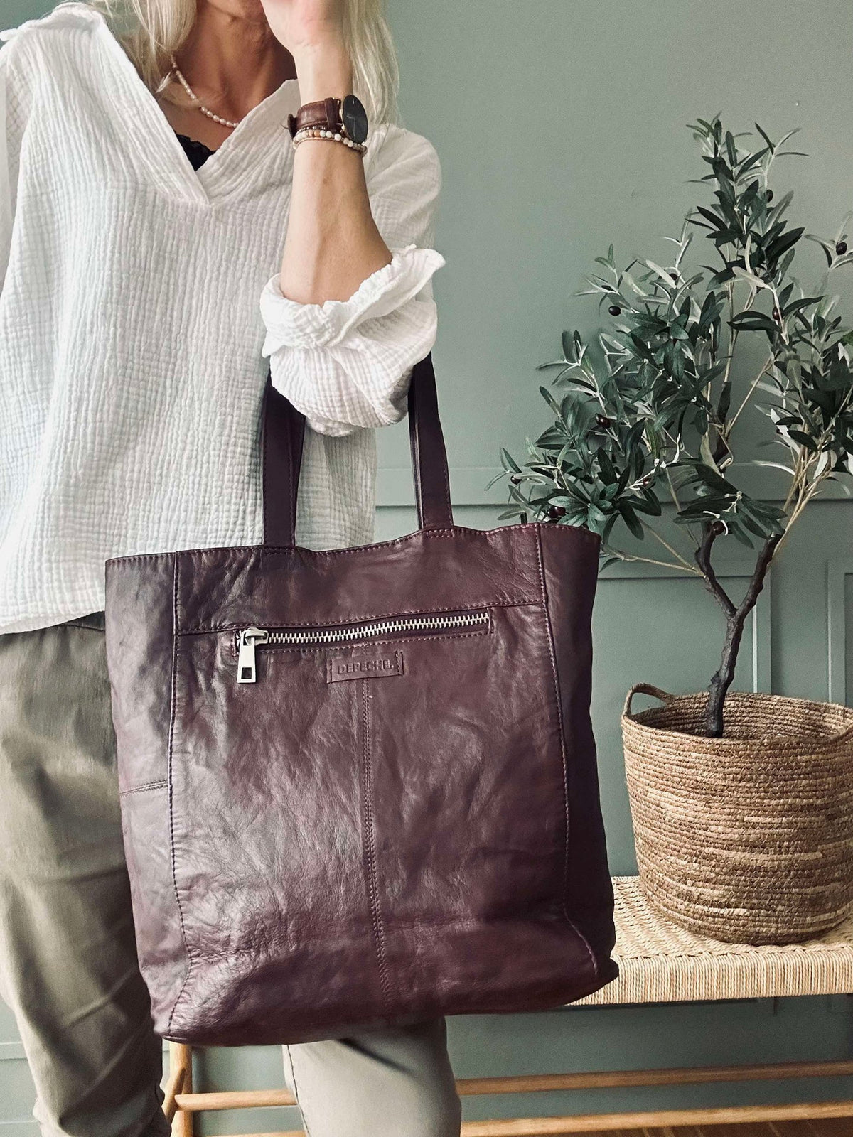 Shopper Cranberry - Zacht kalfsleer