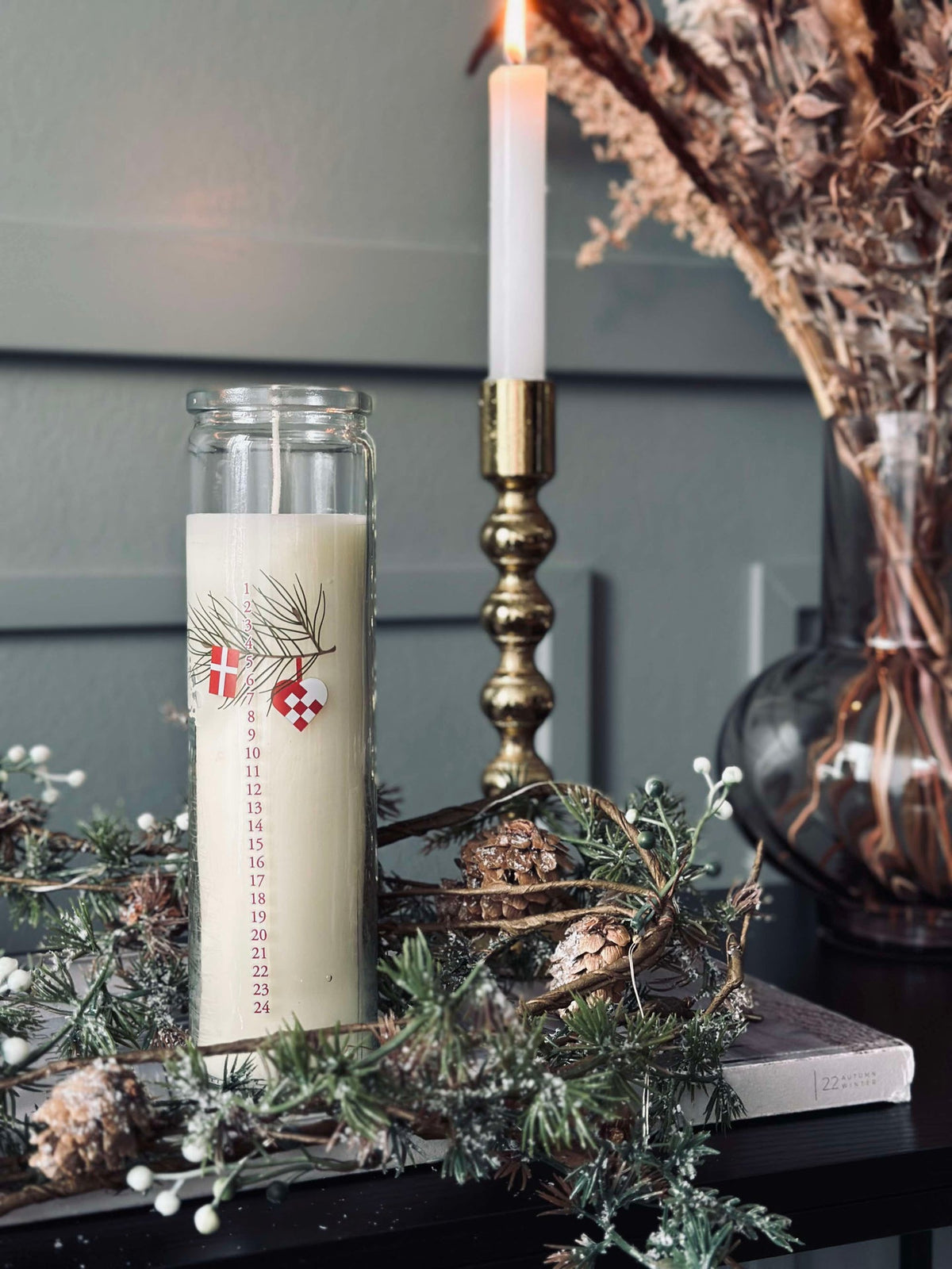 Adventskaars in glas - Dansk Jul