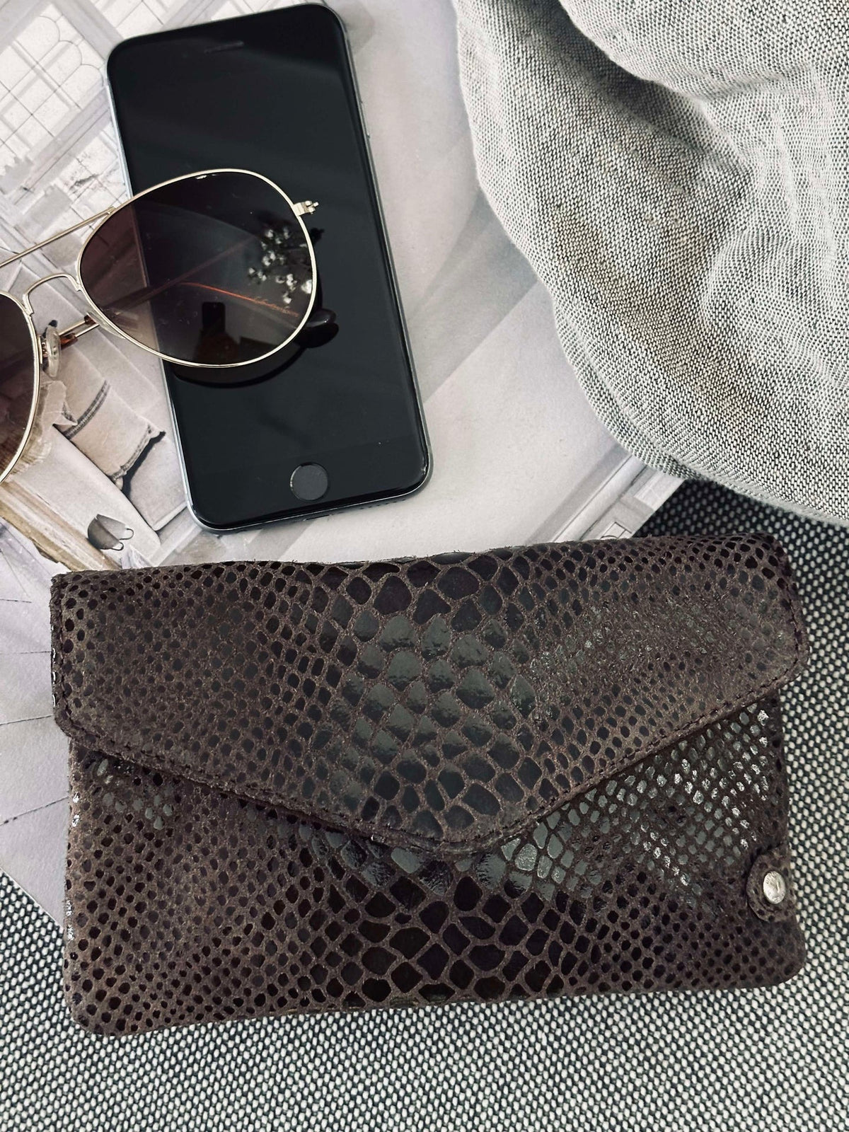 Portemonnee Aura Brown Croco