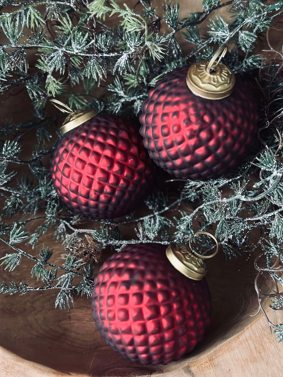Kerstballen van glas Rood - Verpakking met 3 stuks