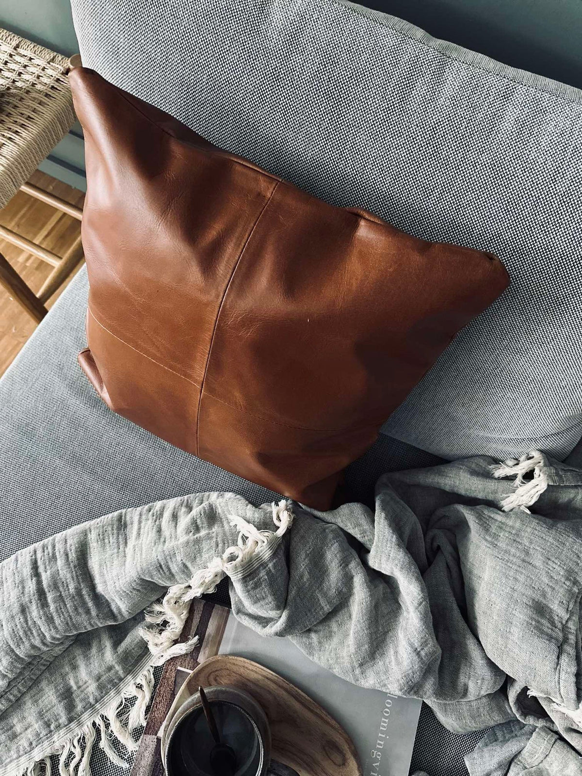 Kussensloop Leer - Cognac 45x45