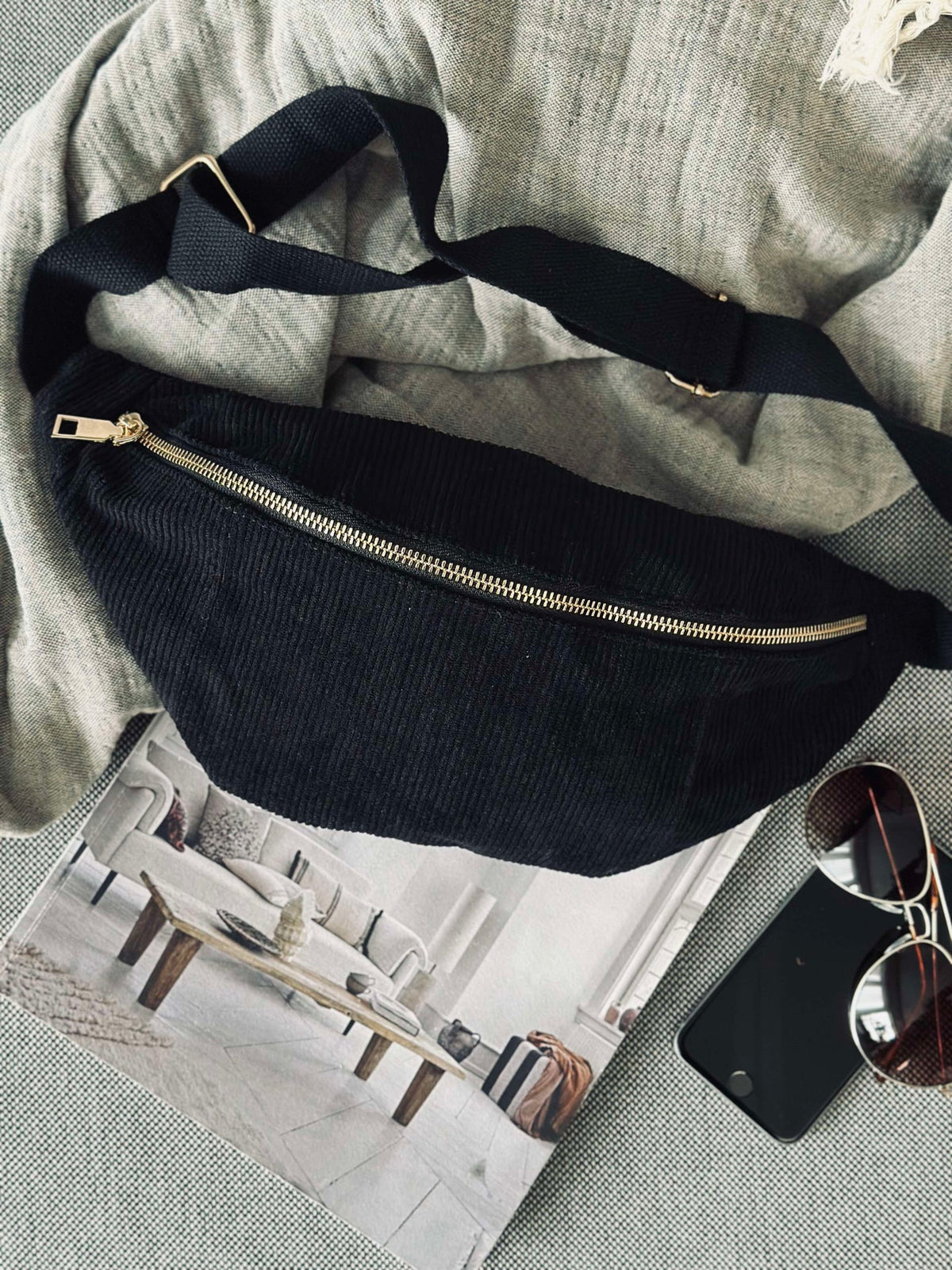 Bumbag - Zwarte corduroy