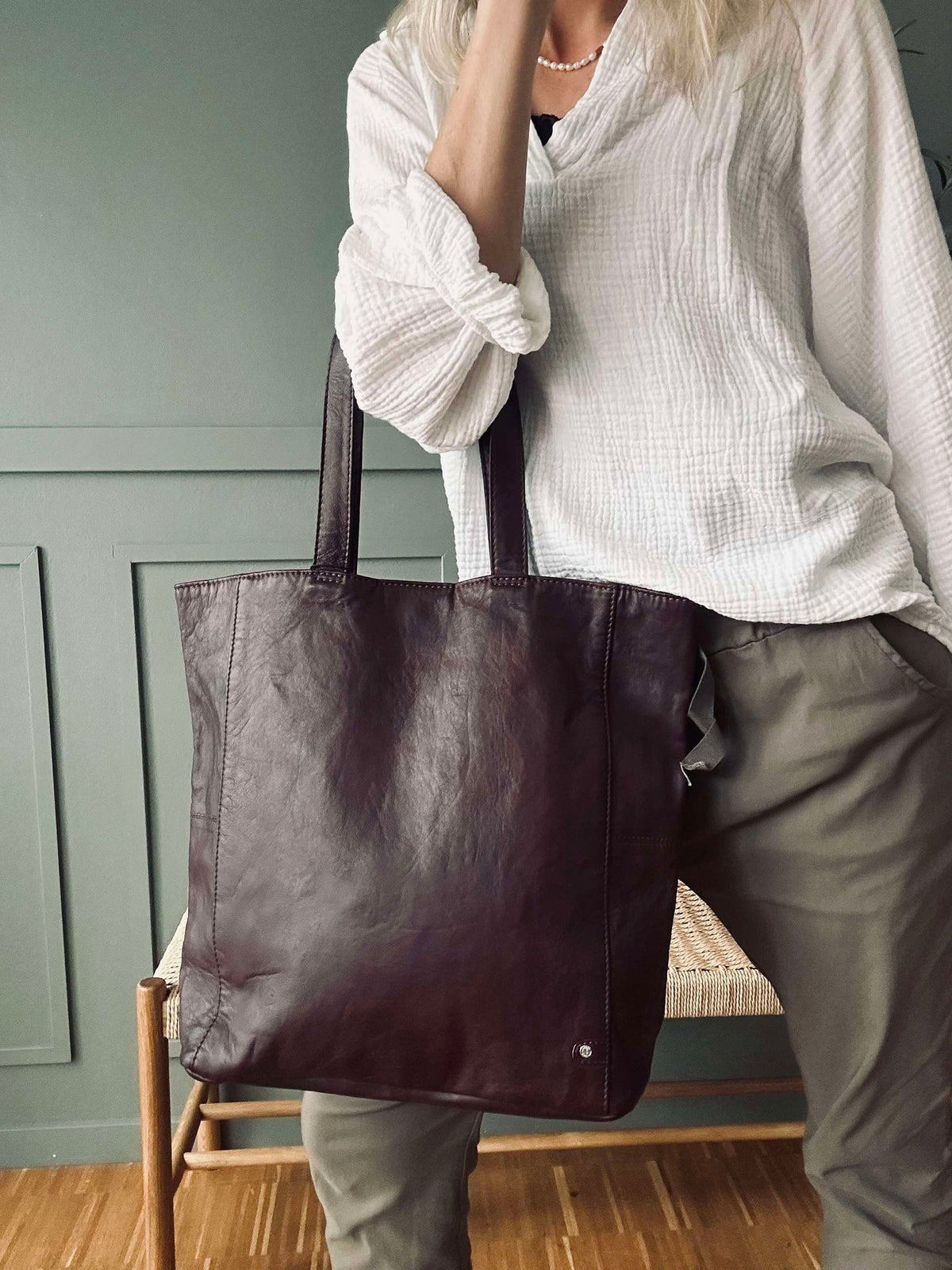 Shopper Cranberry - Zacht kalfsleer
