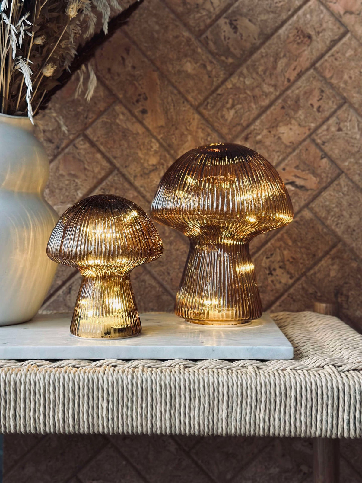 Mushroom met ribbels 15cm - Goud
