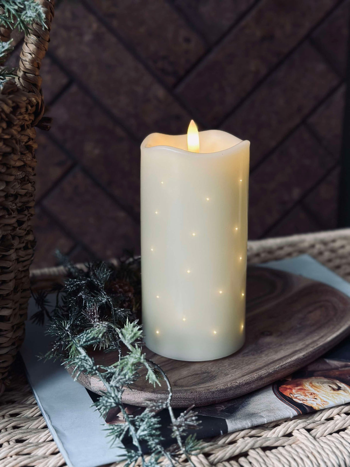 LED Blokkaars Twinkle - 12,5 cm Crème