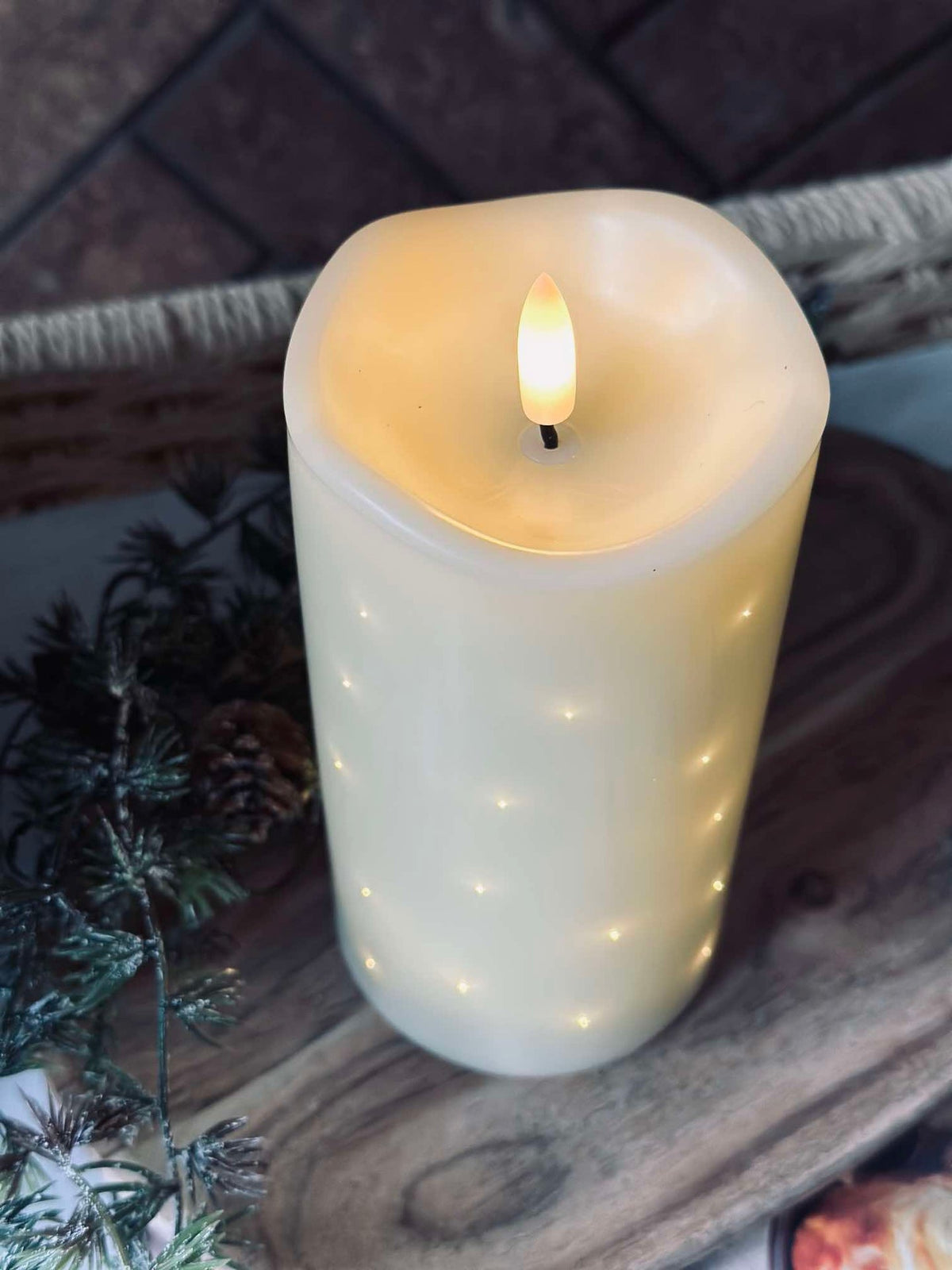 LED Blokkaars Twinkle - 12,5 cm Crème