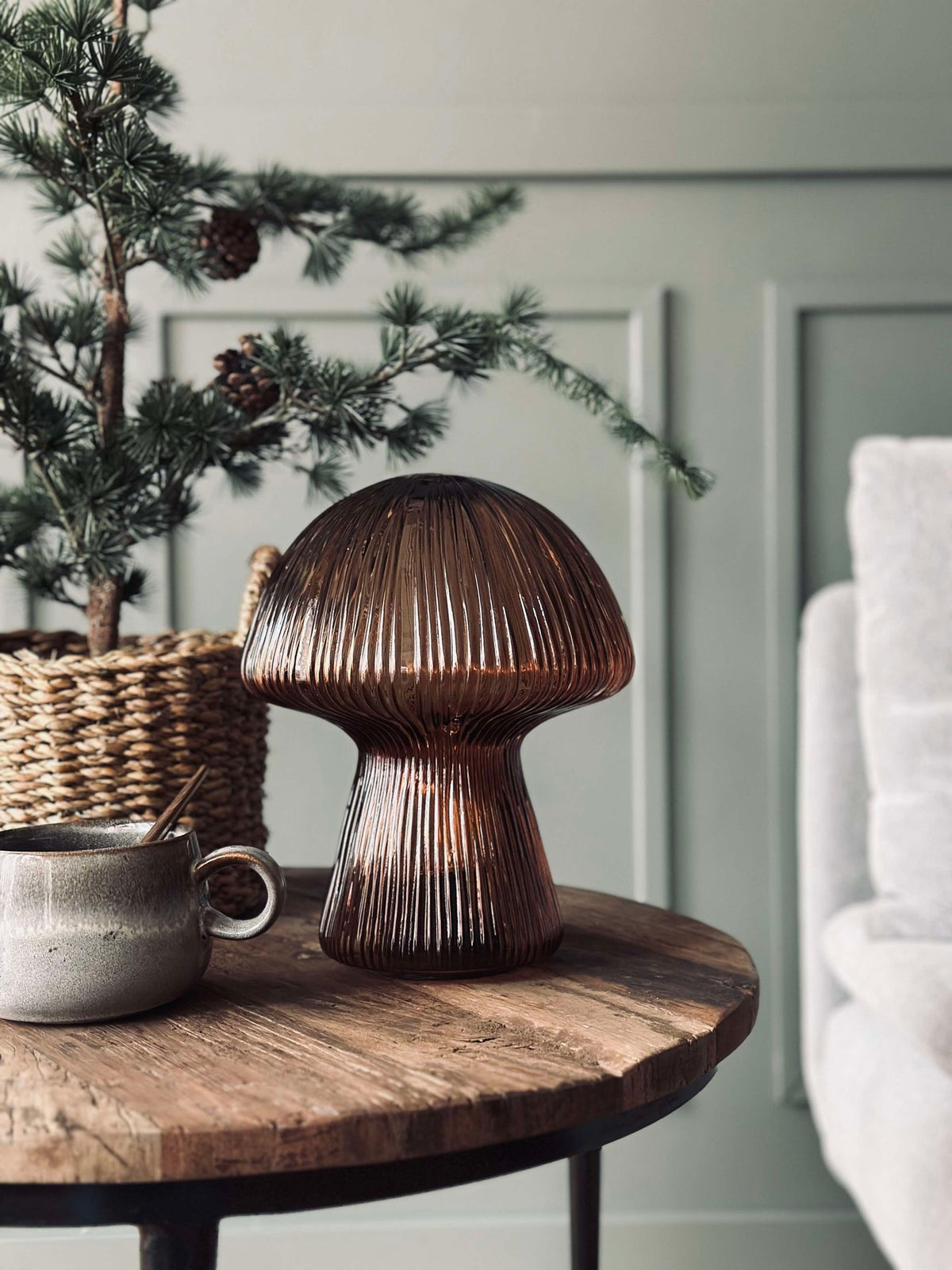 Mushroom met ribbels 25 cm - Bruin