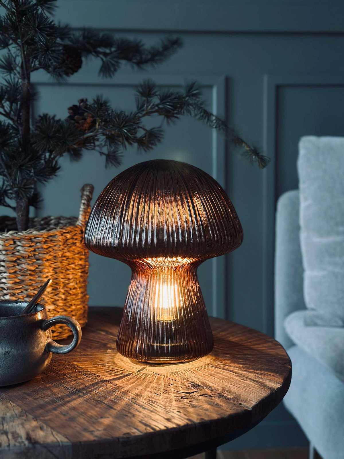 Mushroom met ribbels 25 cm - Bruin