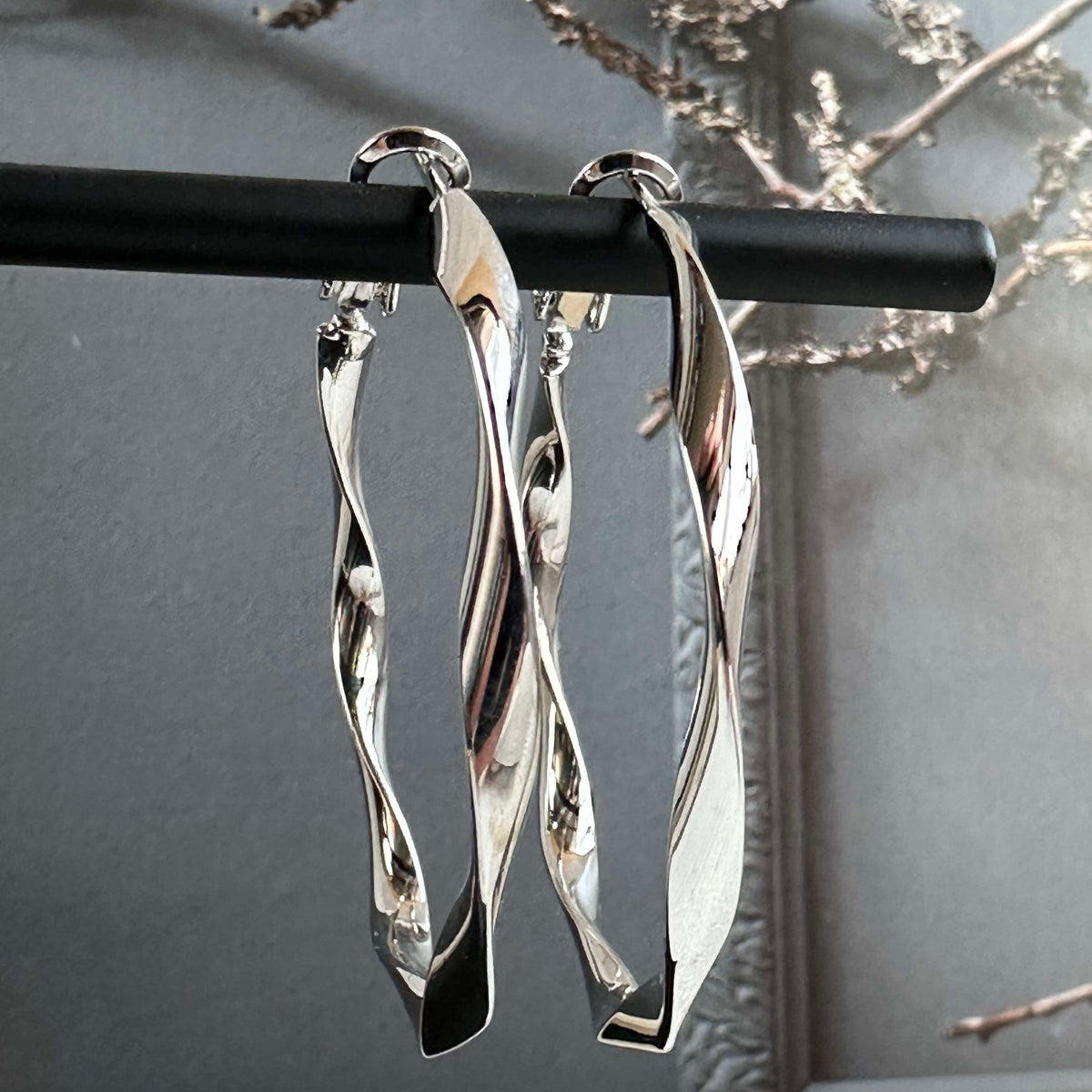 Oorbellen Hope gedraaid zilver-gecoat