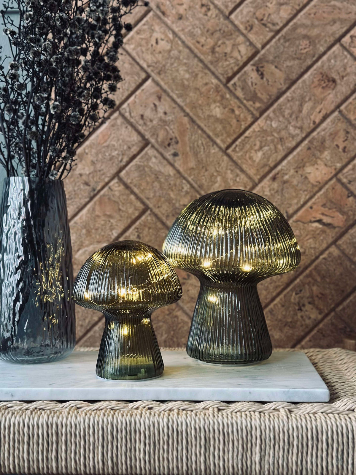 Mushroom met ribbels 15cm - Groen