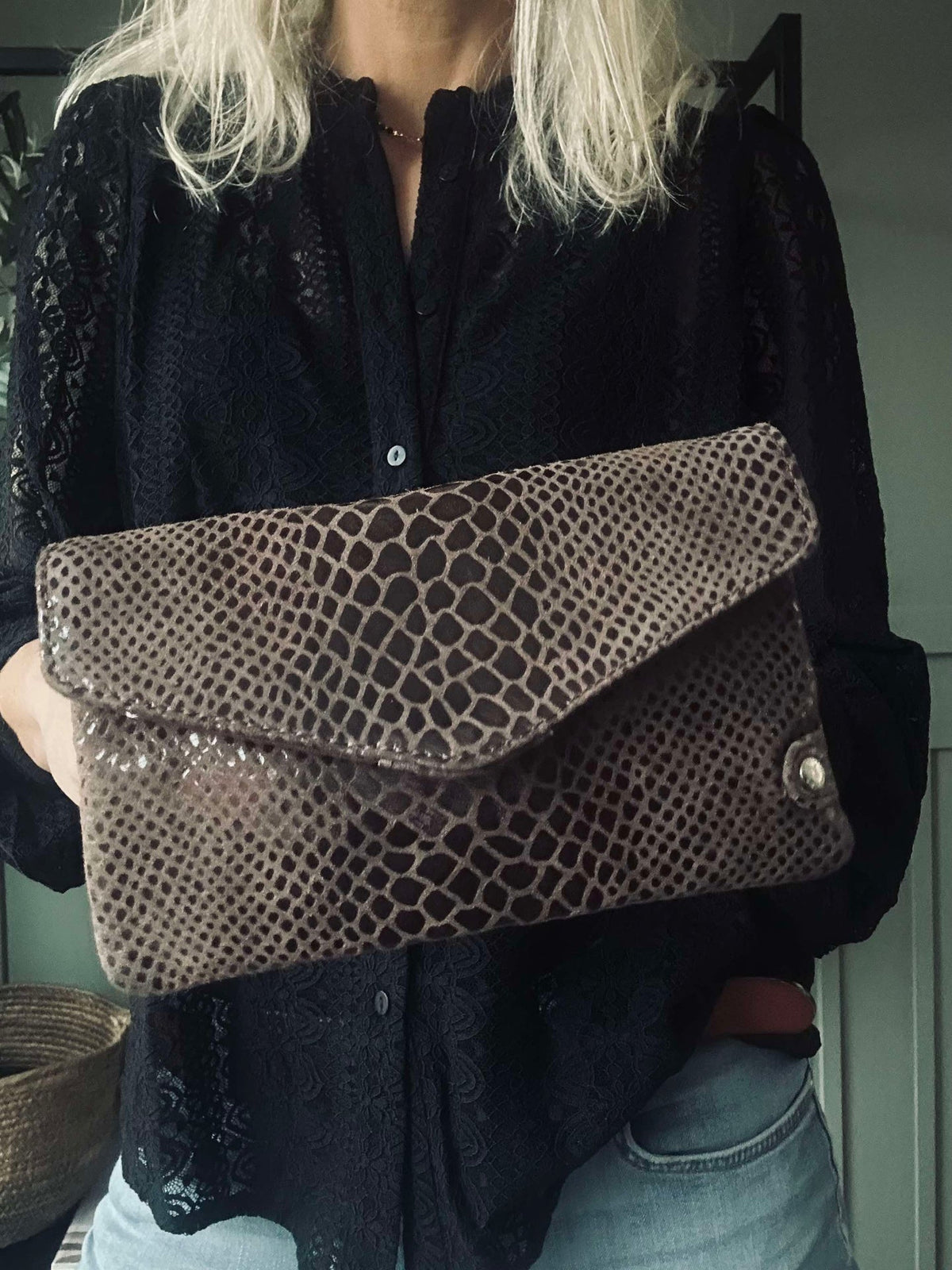Portemonnee Aura Brown Croco