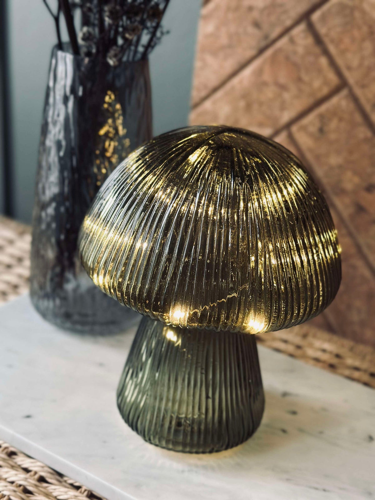Mushroom met ribbels 15cm - Groen