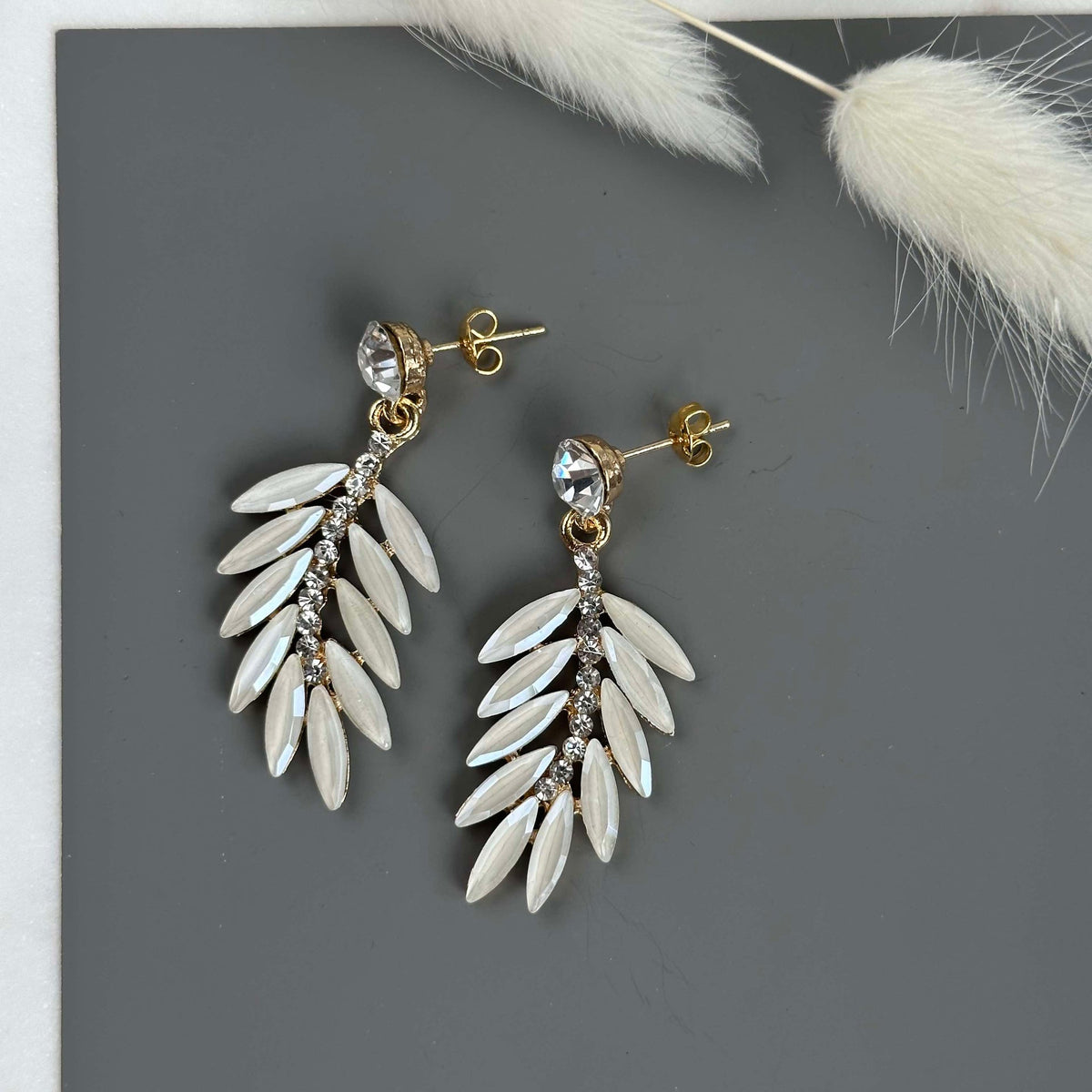 Oorbellen Feather - White