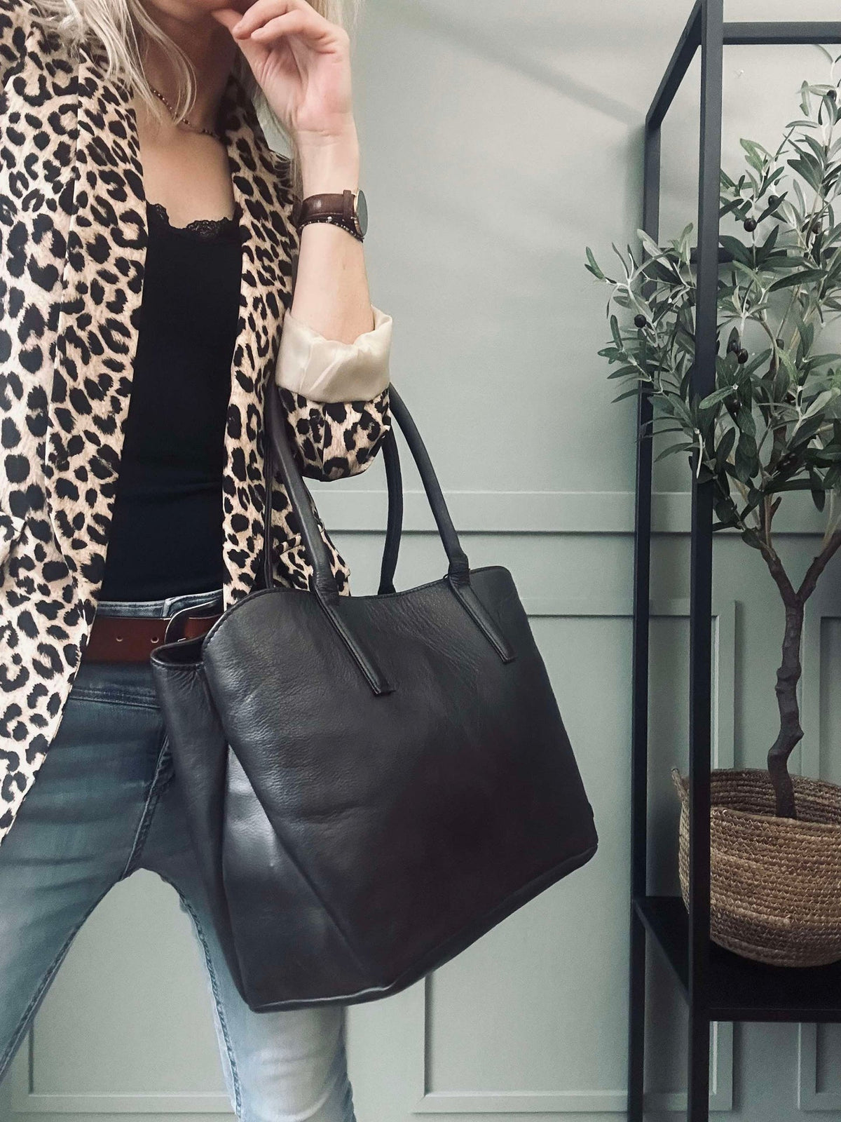 Werkstas / shopper Brown  – Soft leather