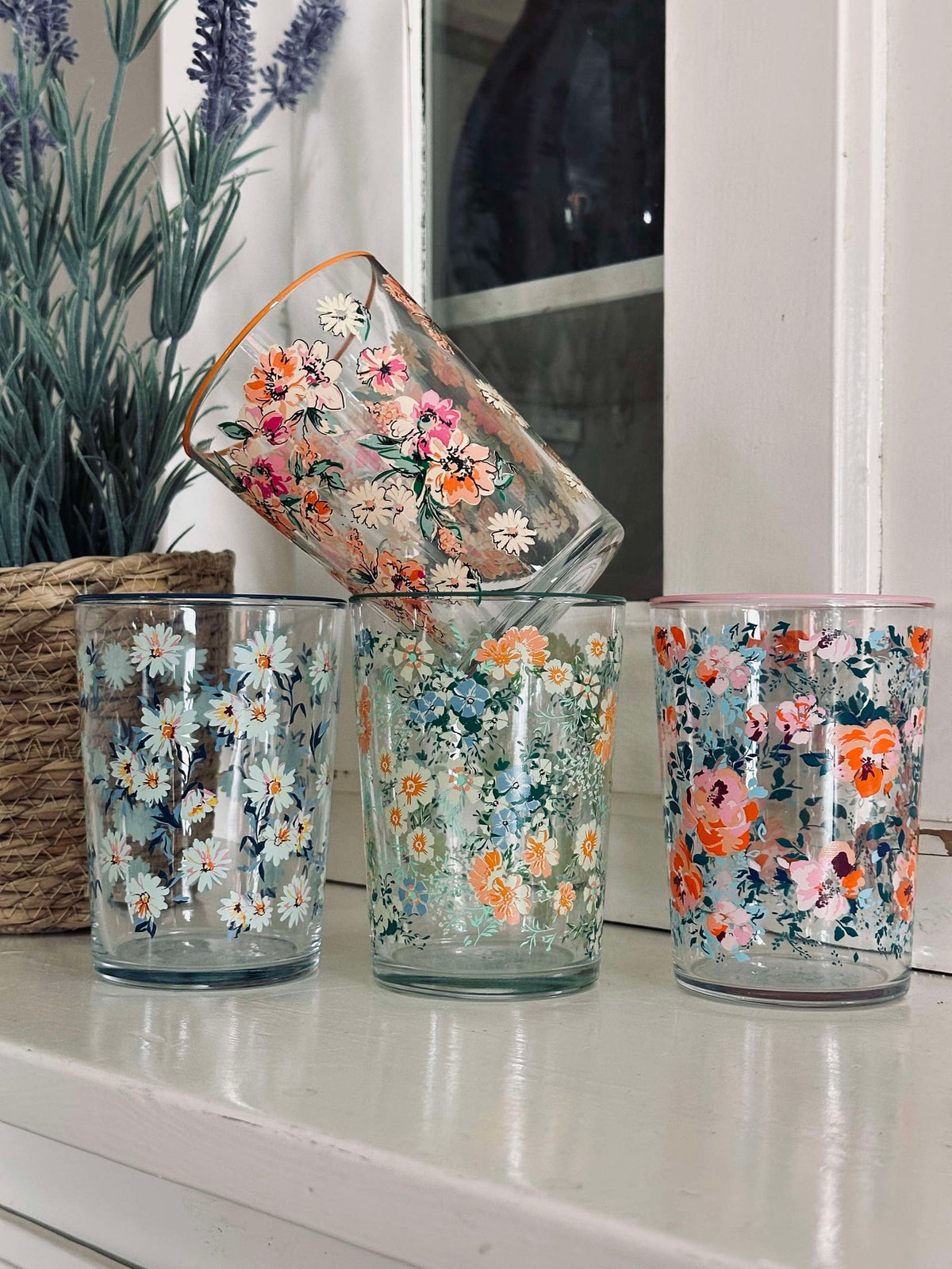 Drinkglazen Flora - set van 4 stuks