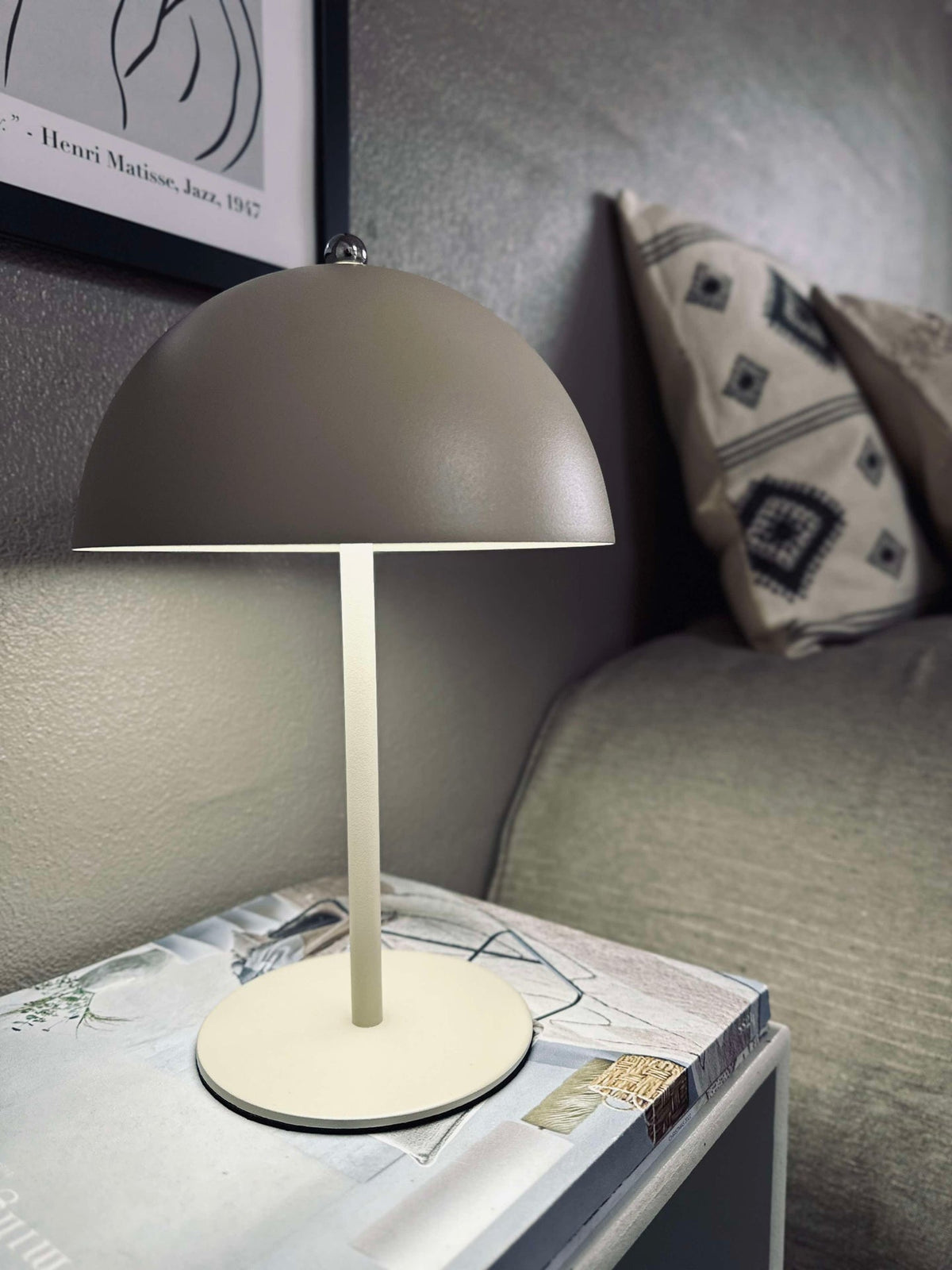 LED-touch tafellamp, beige en grijs