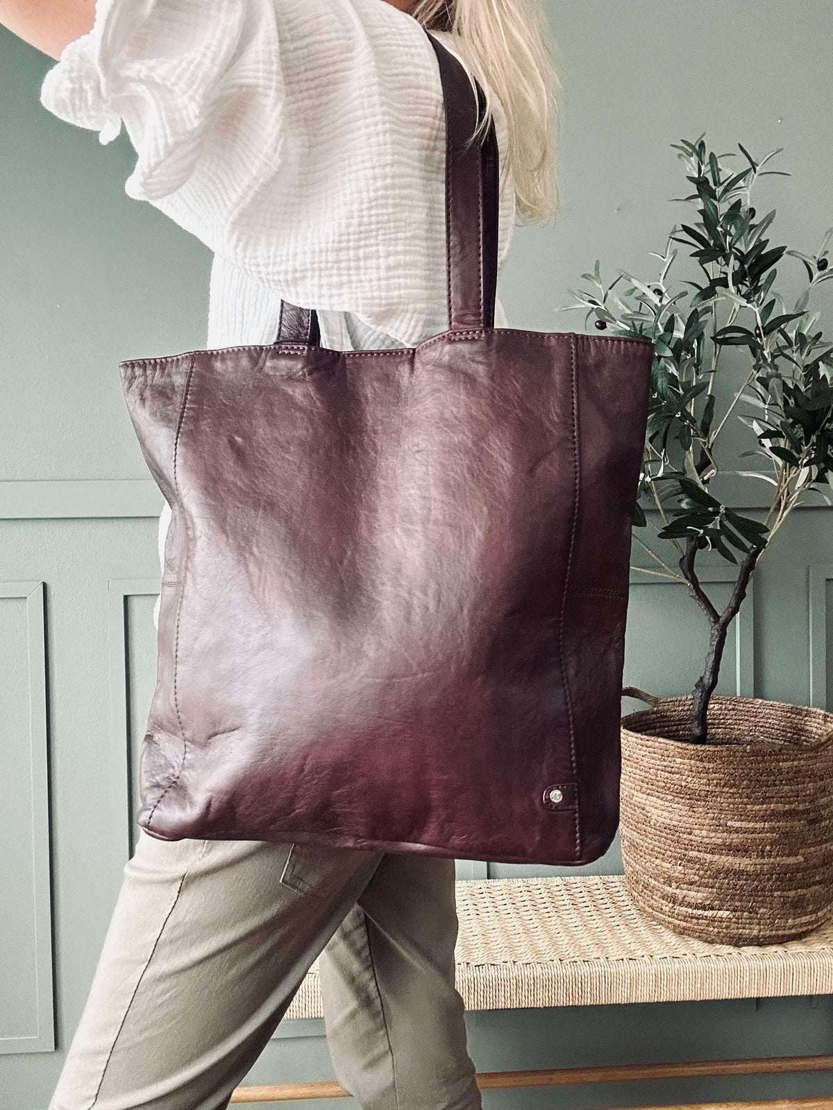 Shopper Cranberry - Zacht kalfsleer