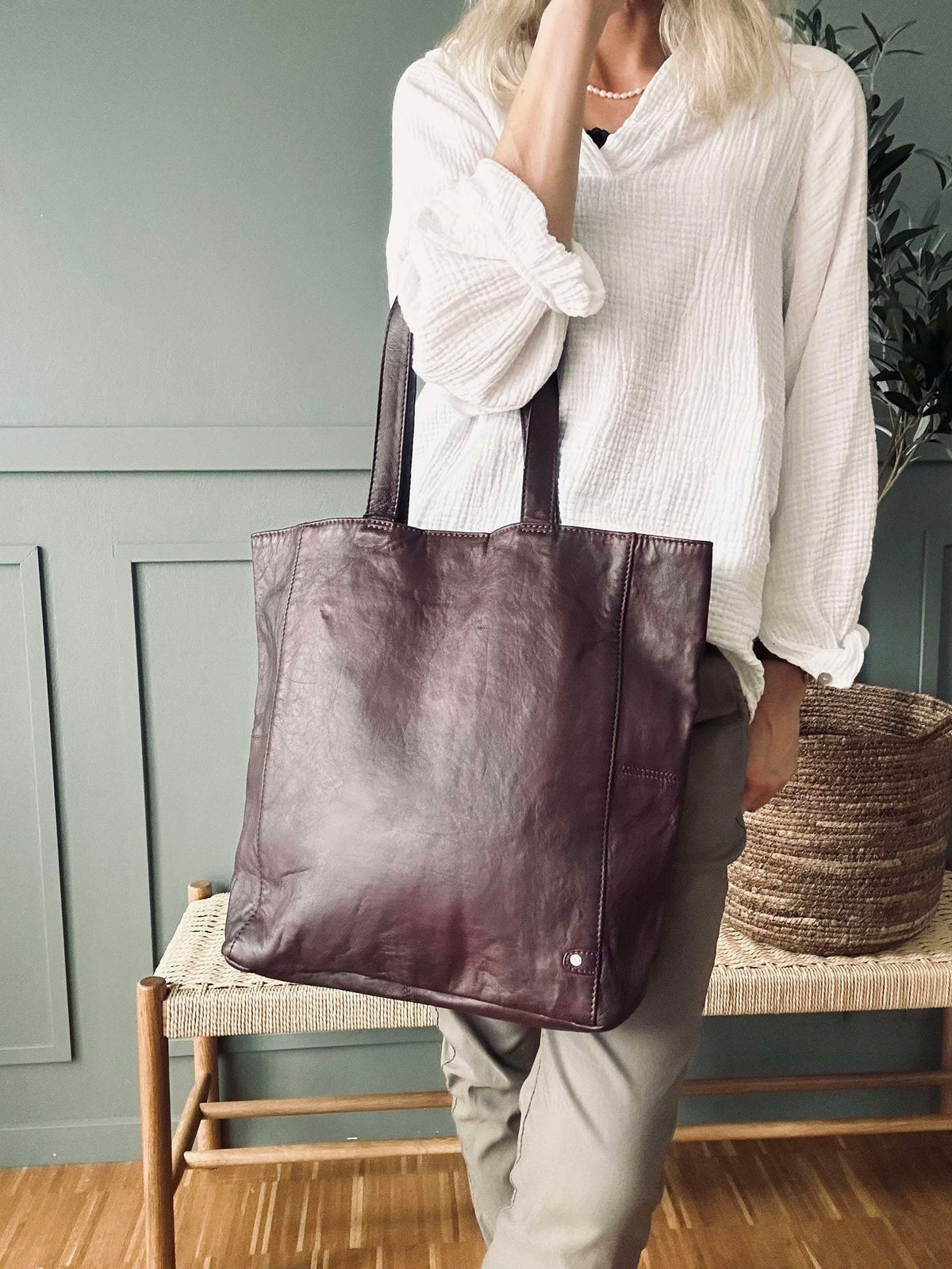 Shopper Cranberry - Zacht kalfsleer