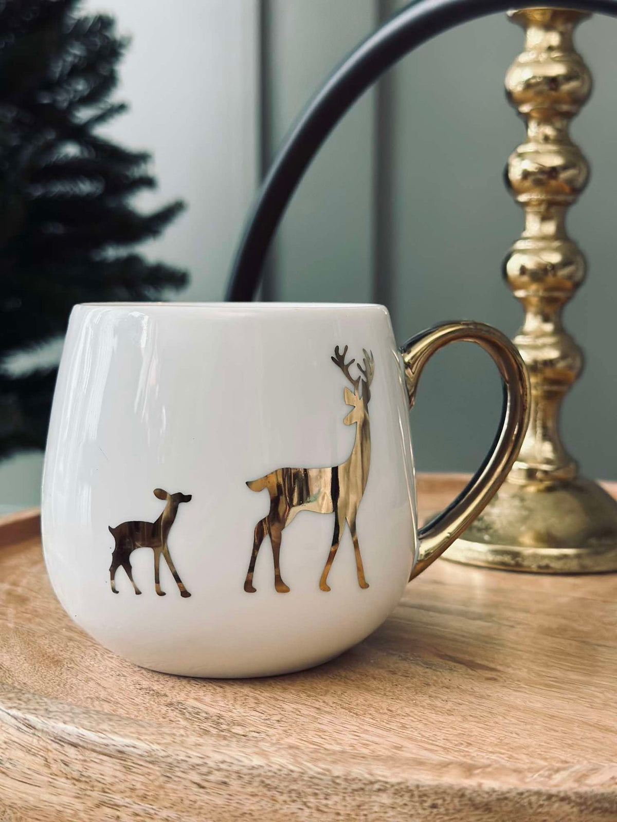 Kerstkop met gouden motief