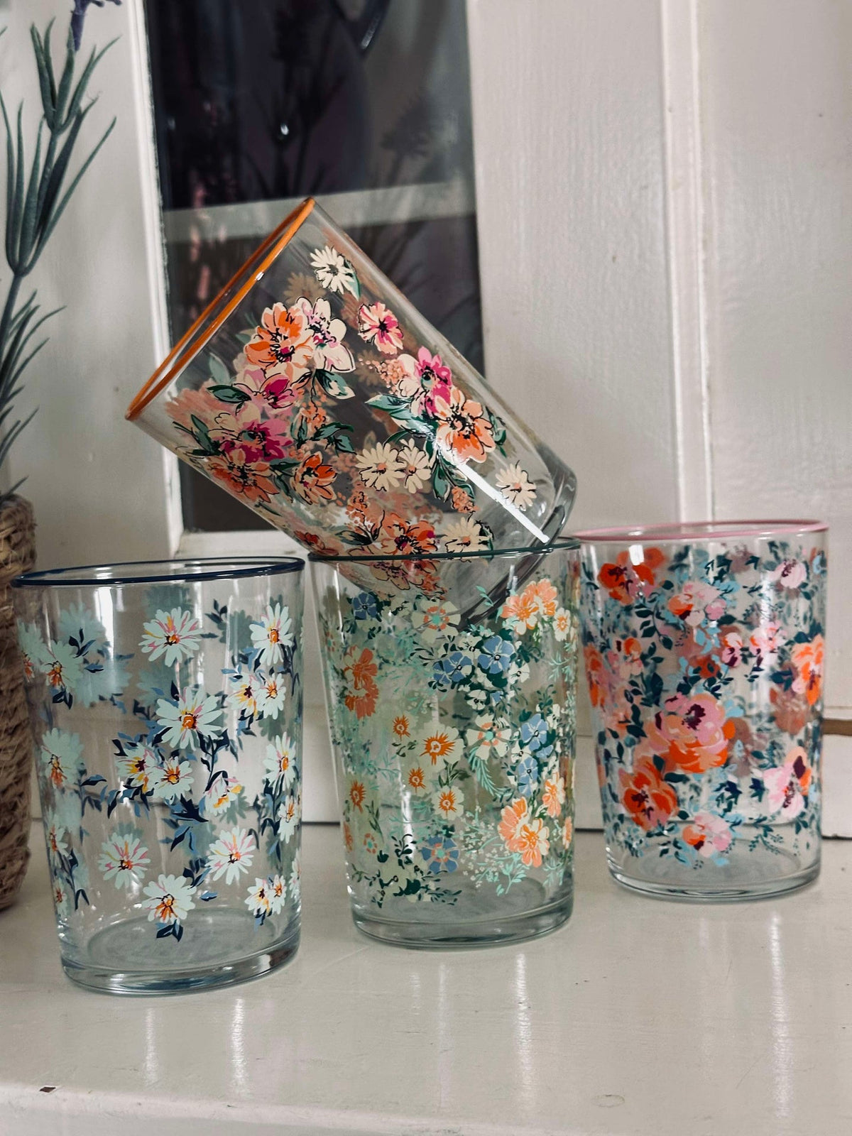 Drinkglazen Flora - set van 4 stuks