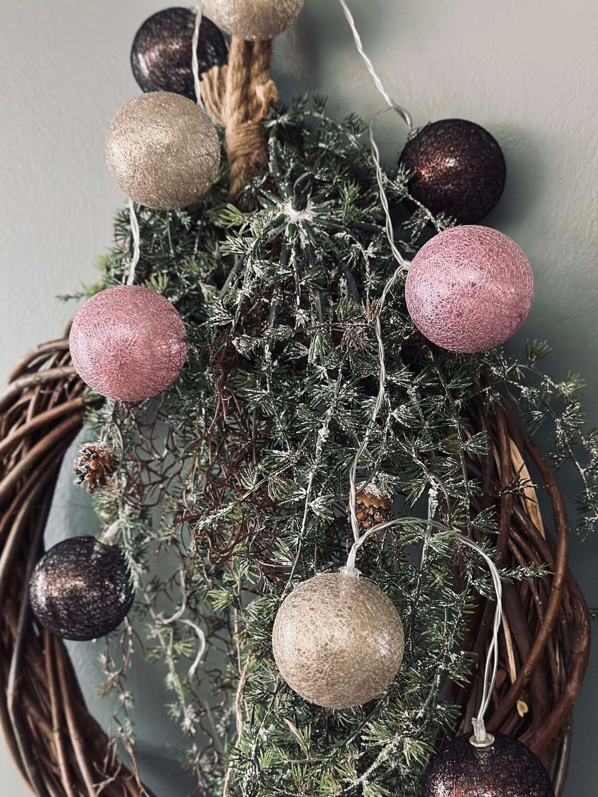 Lichtslinger met 10 LED-ballen - Roze