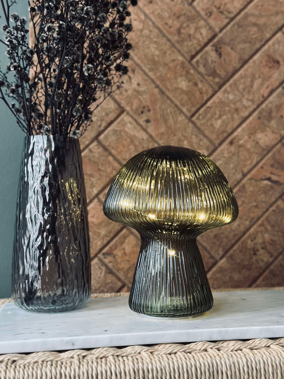 Mushroom met ribbels 15cm - Groen