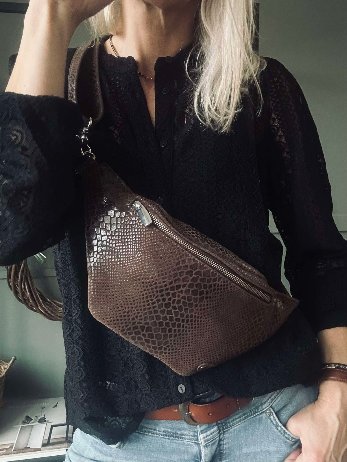 Bumbag Aura Brown Croco