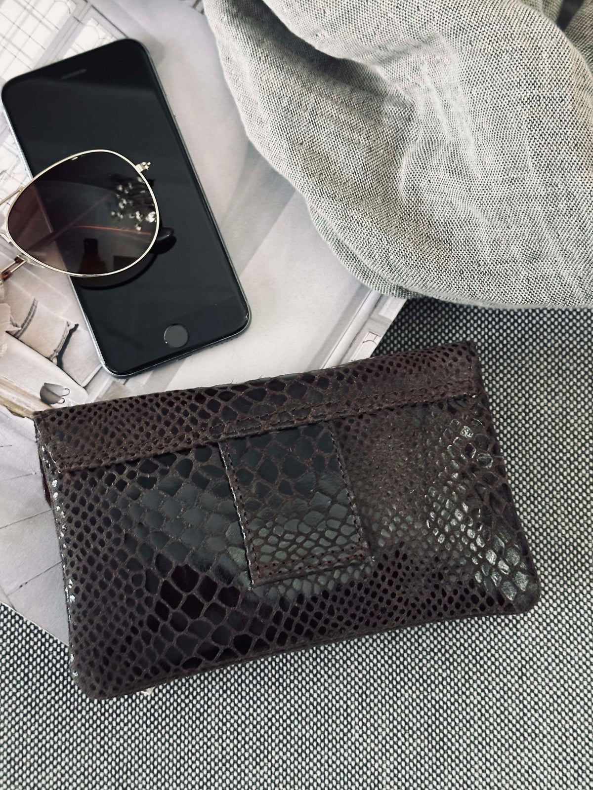 Portemonnee Aura Brown Croco