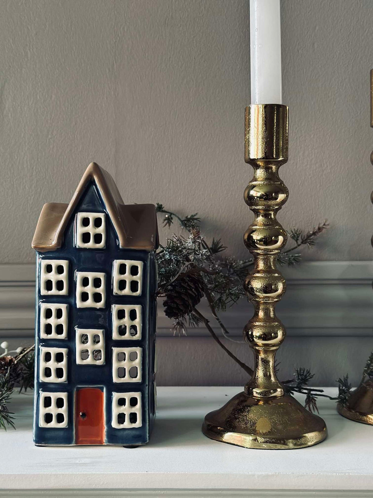 Licht huisje Keramiek - Blauw