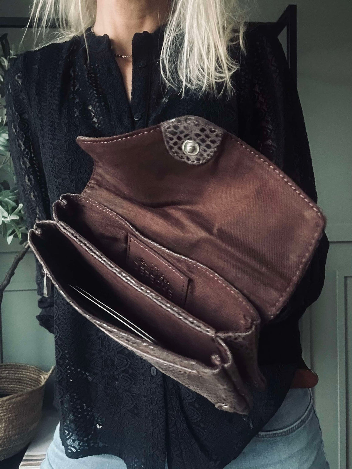 Portemonnee Aura Brown Croco